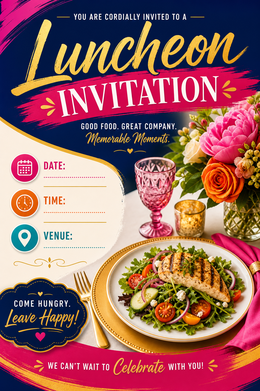 Luncheon Invitation — vibrant style invitation card