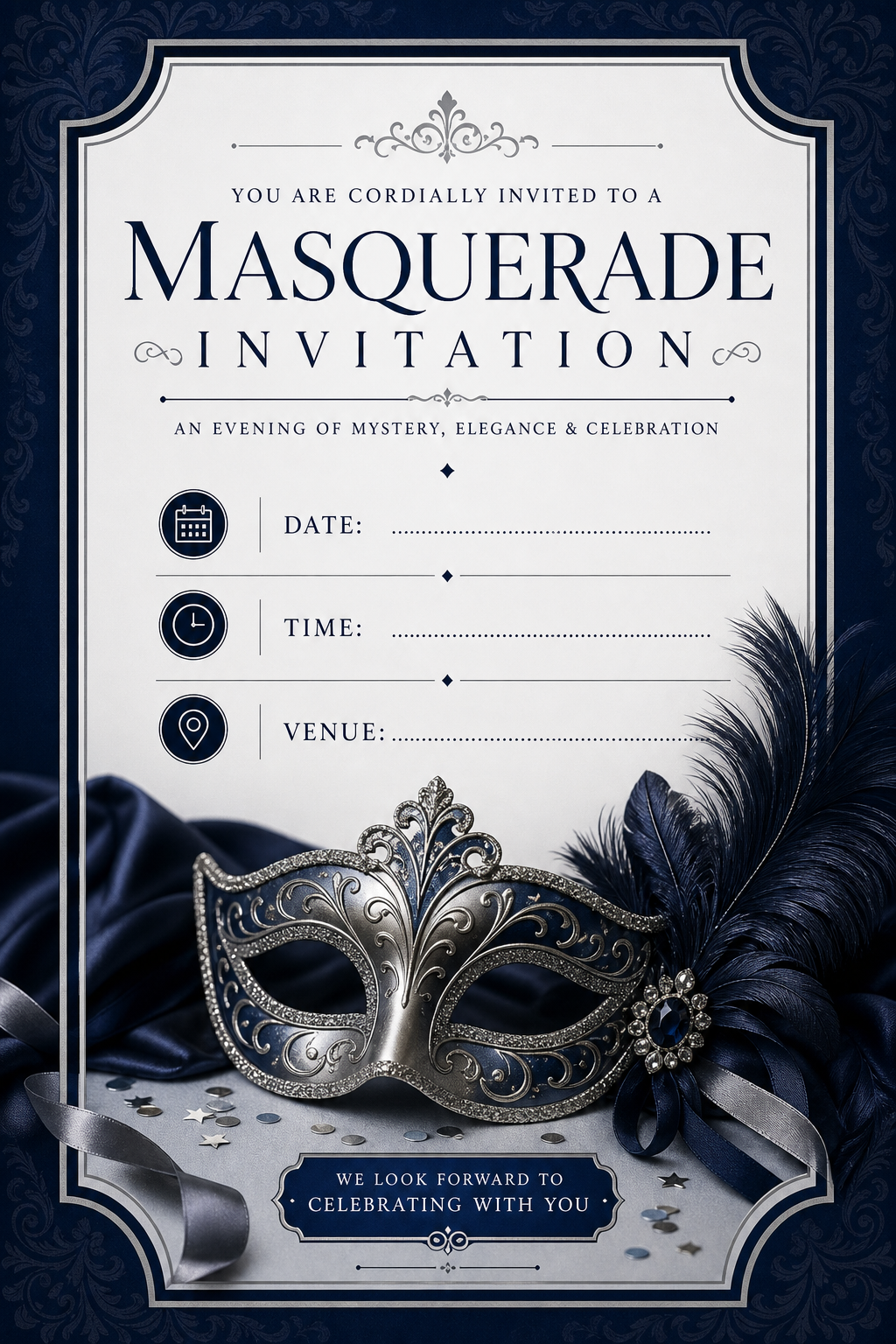 Masquerade Invitation — corporate style invitation card