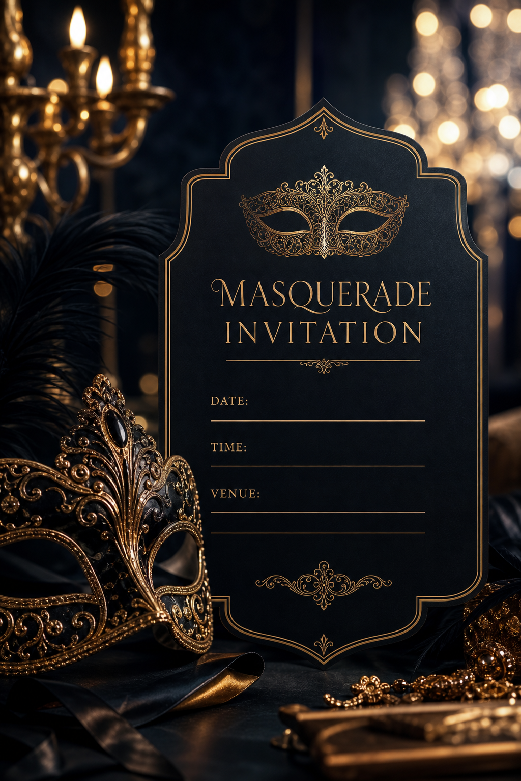 Masquerade Invitation — photo-realistic style invitation card