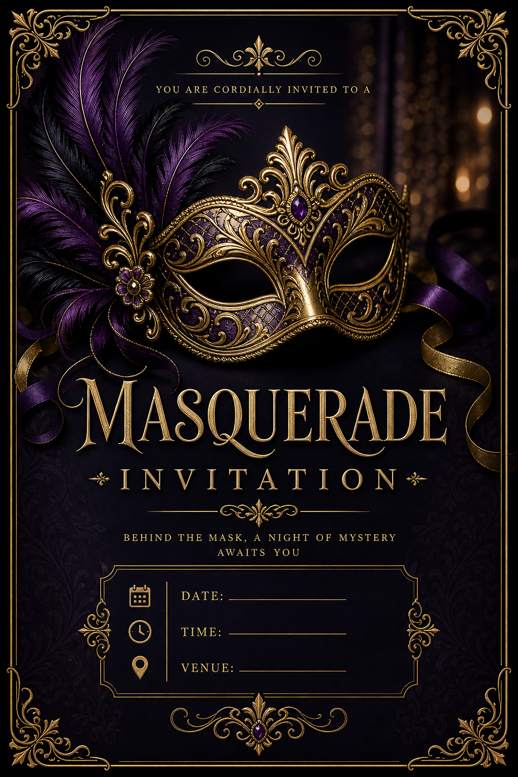 Masquerade Invitation — elegant style invitation card