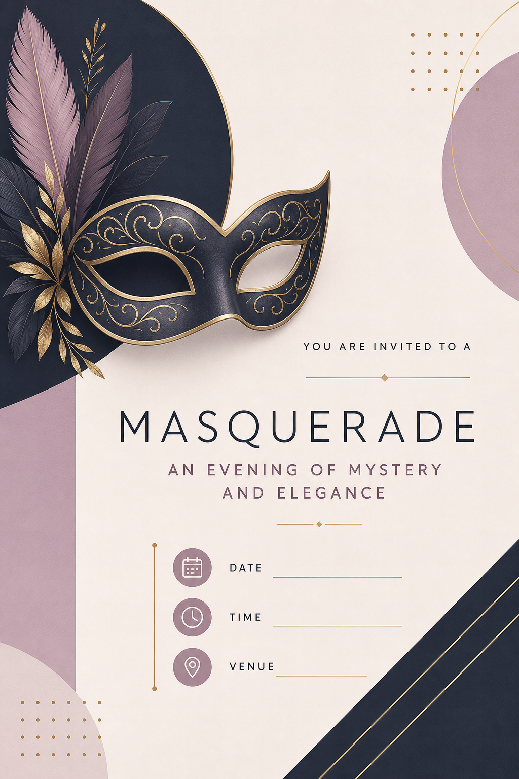 Masquerade Invitation — modern style invitation card
