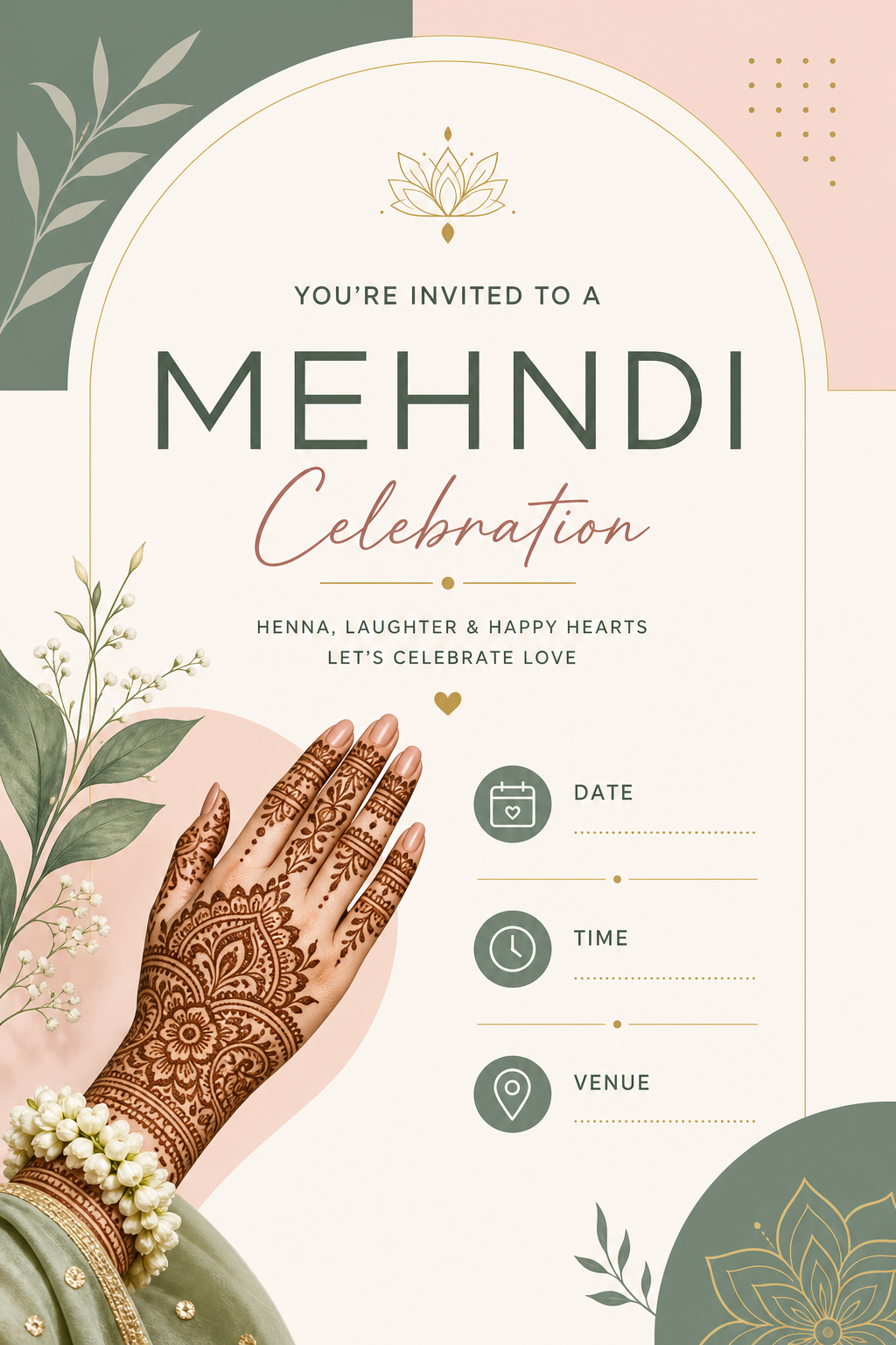 Mehndi Invitation — modern style invitation card