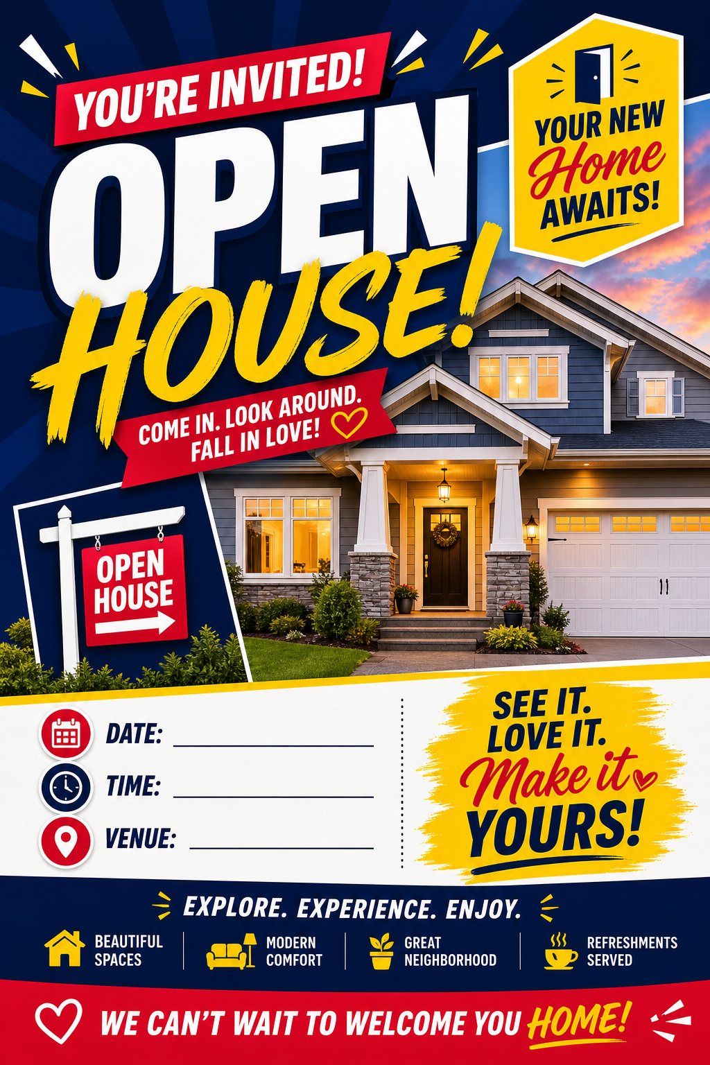 Open House Invitation — vibrant style invitation card