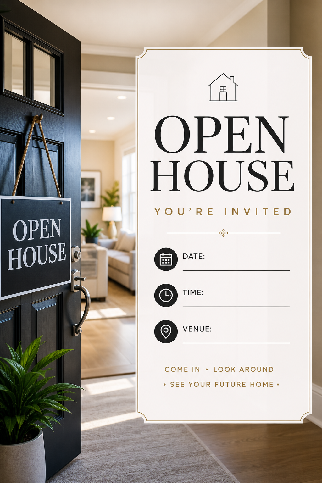 Open House Invitation — photo-realistic style invitation card