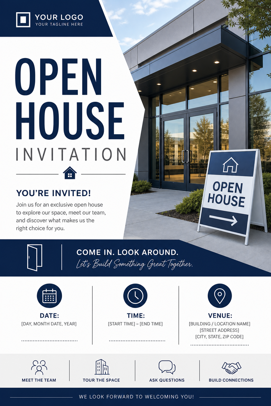Open House Invitation — corporate style invitation card