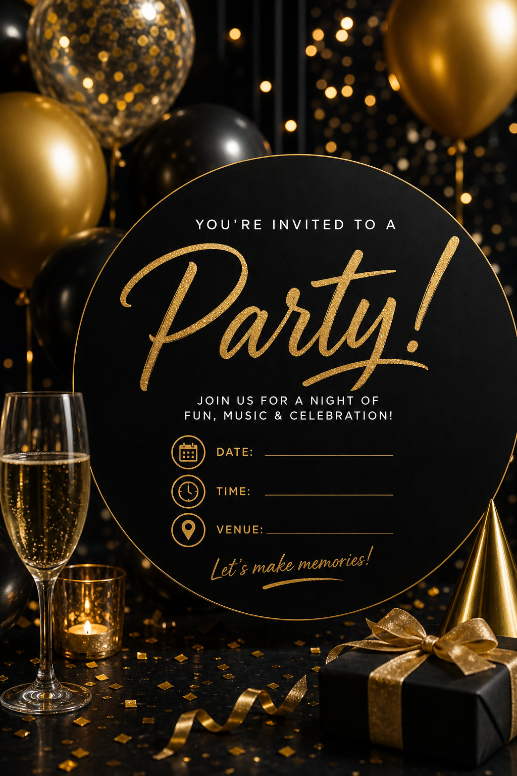 Party Invitation — photo-realistic style invitation card