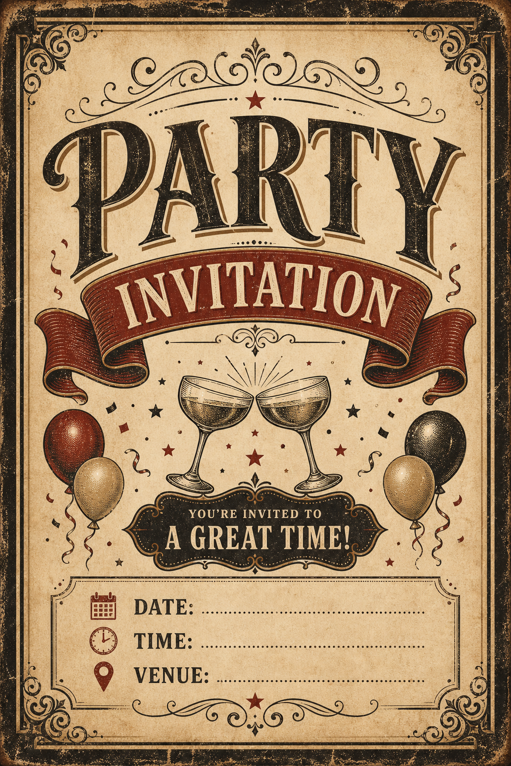 Party Invitation — vintage style invitation card
