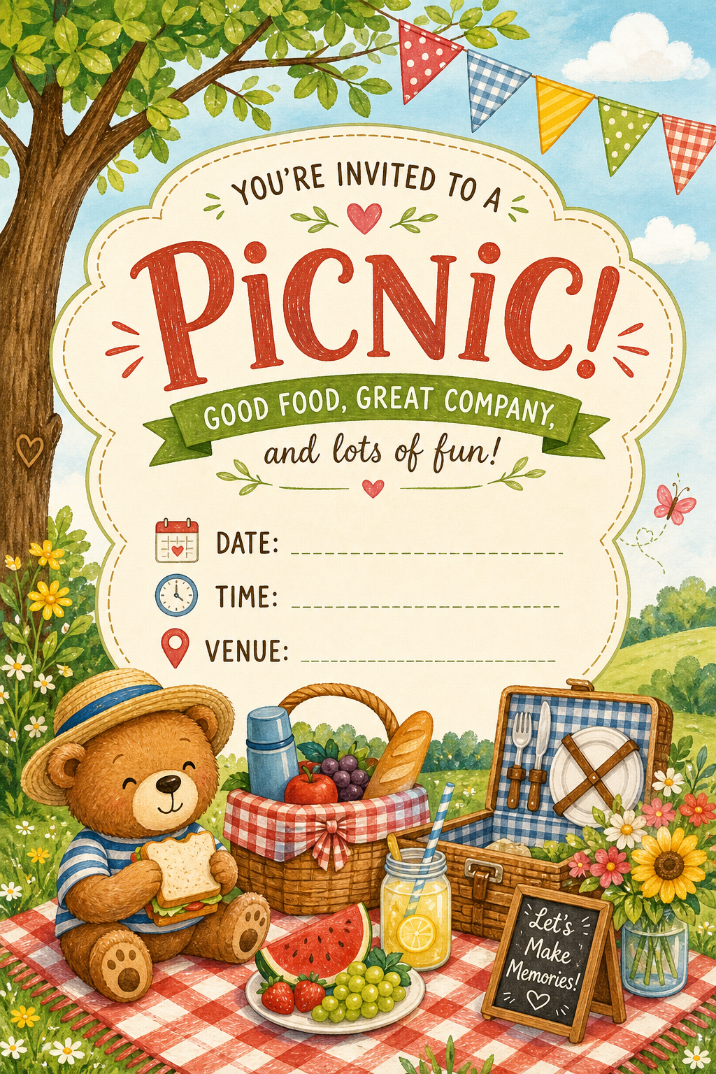 Picnic Invitation — illustration style invitation card