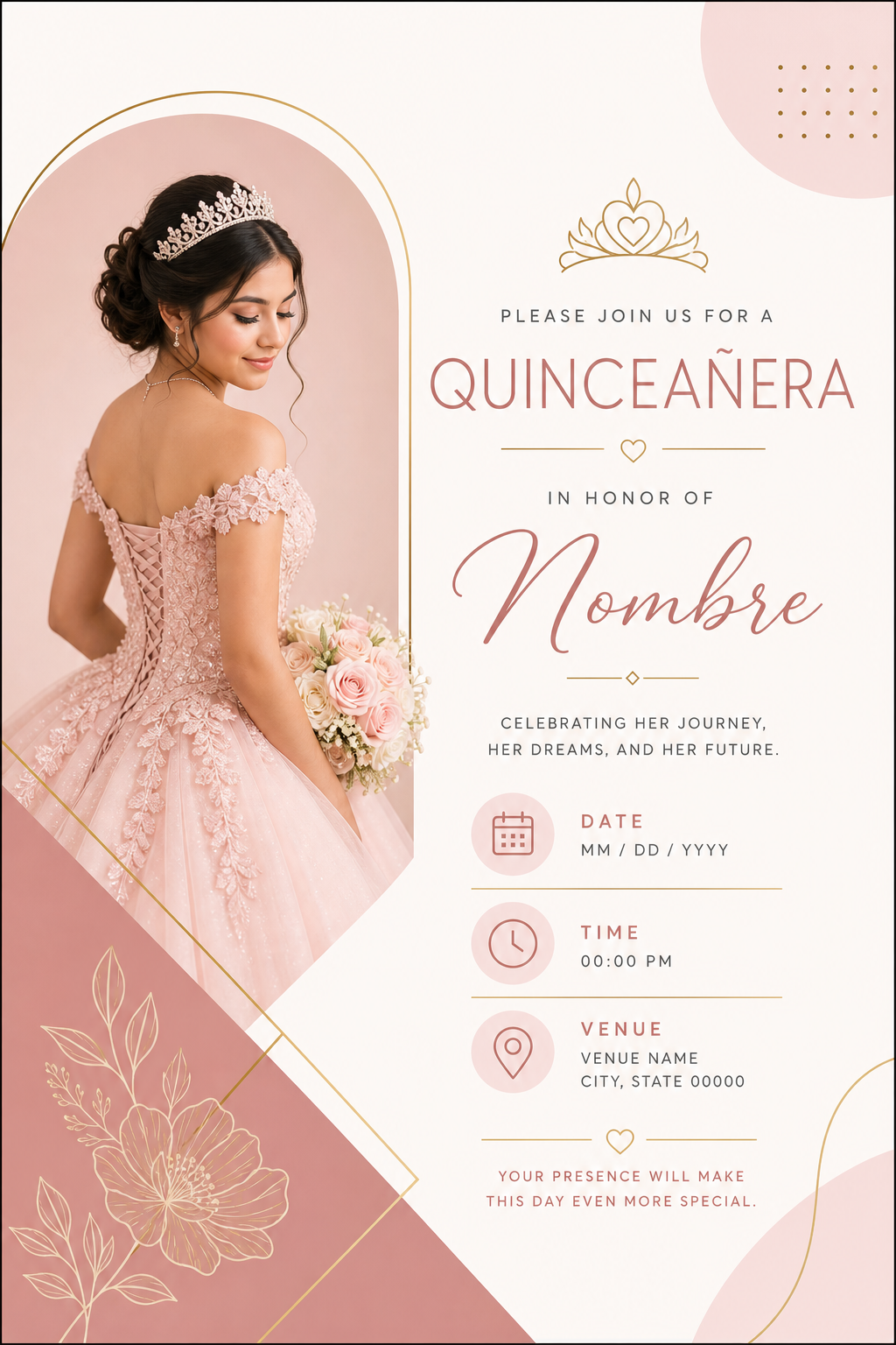 Quinceanera Invitation — modern style invitation card