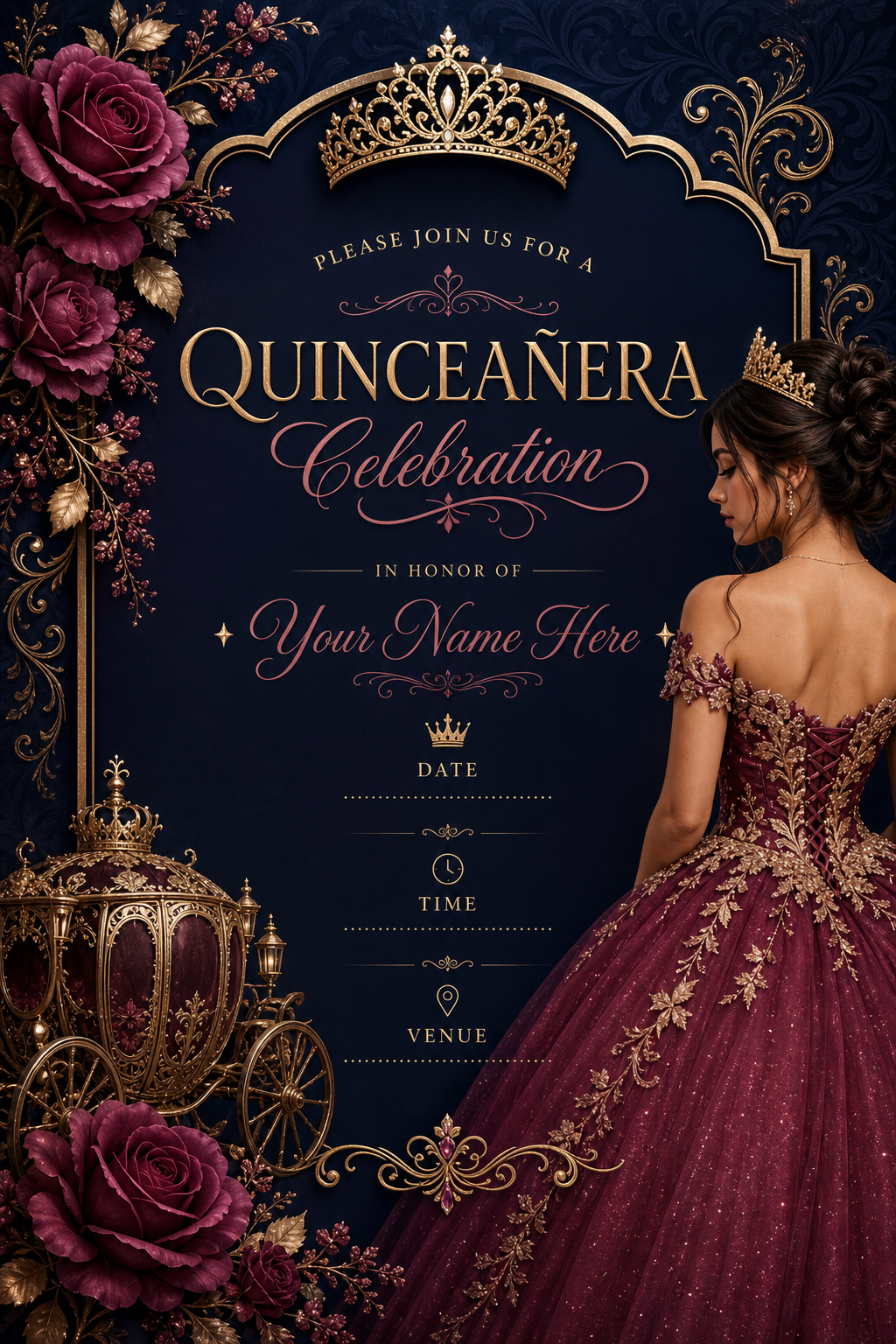 Quinceanera Invitation — elegant style invitation card