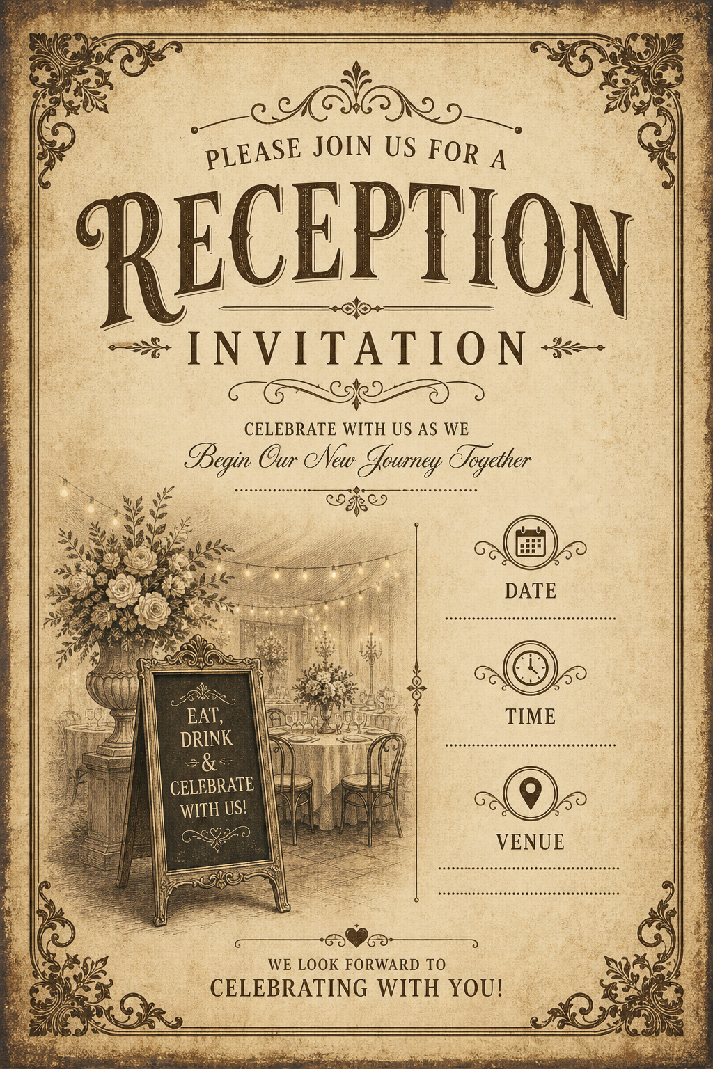 Reception Invitation — vintage style invitation card