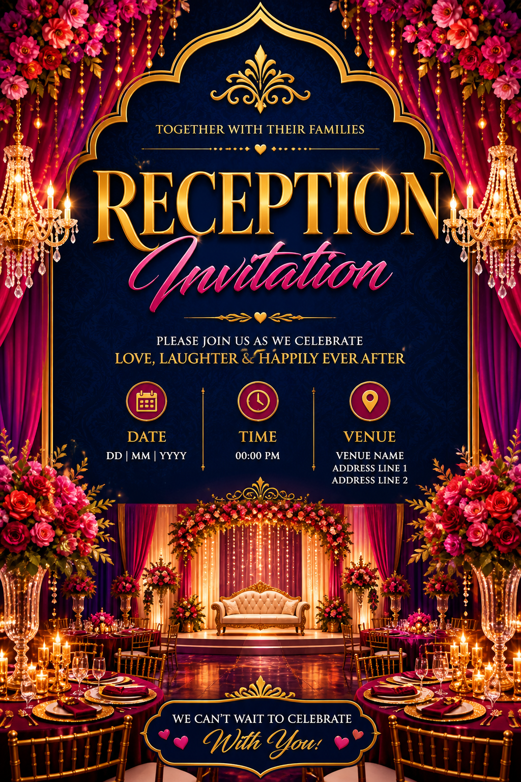 Reception Invitation — vibrant style invitation card