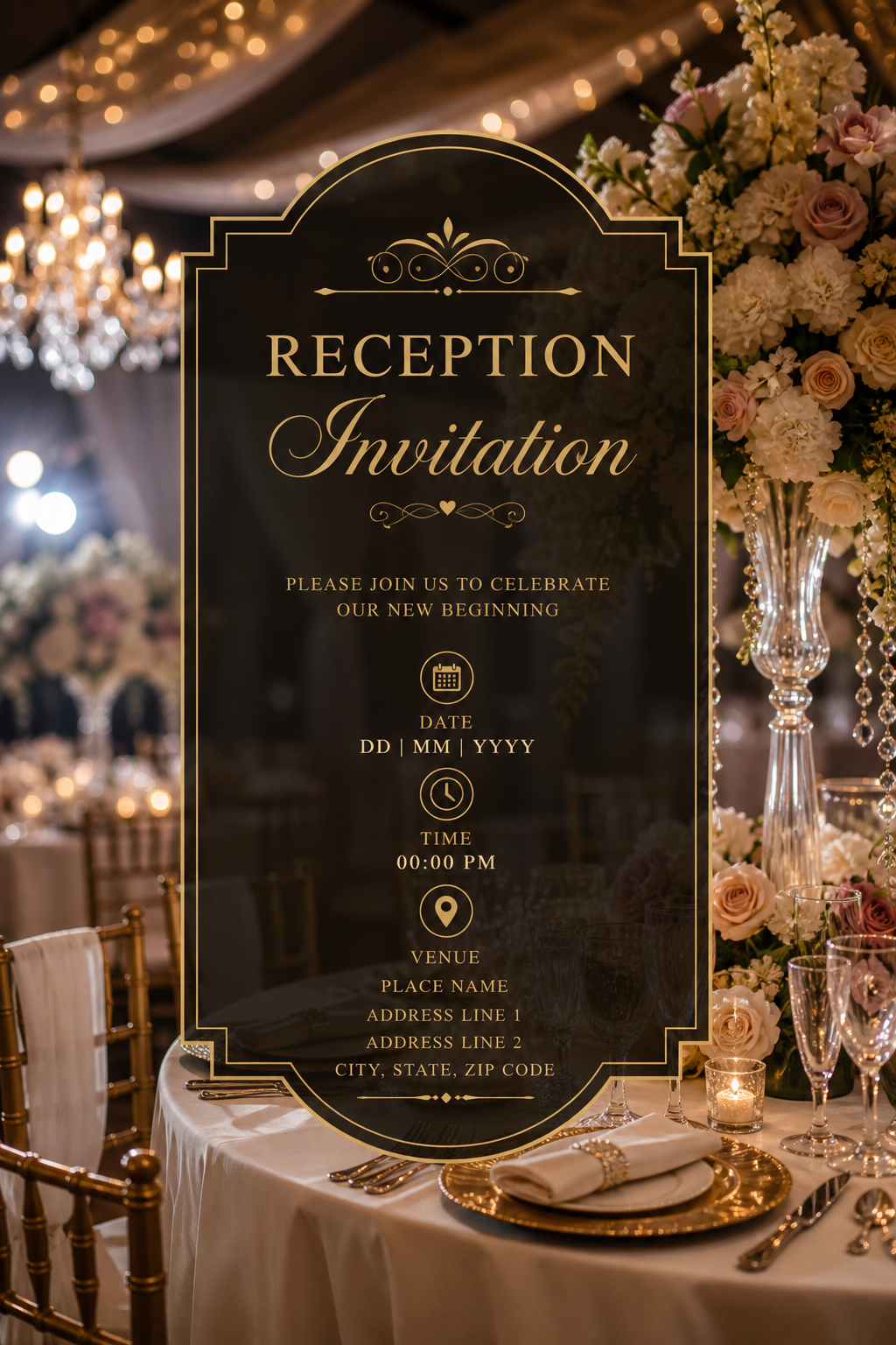Reception Invitation — photo-realistic style invitation card