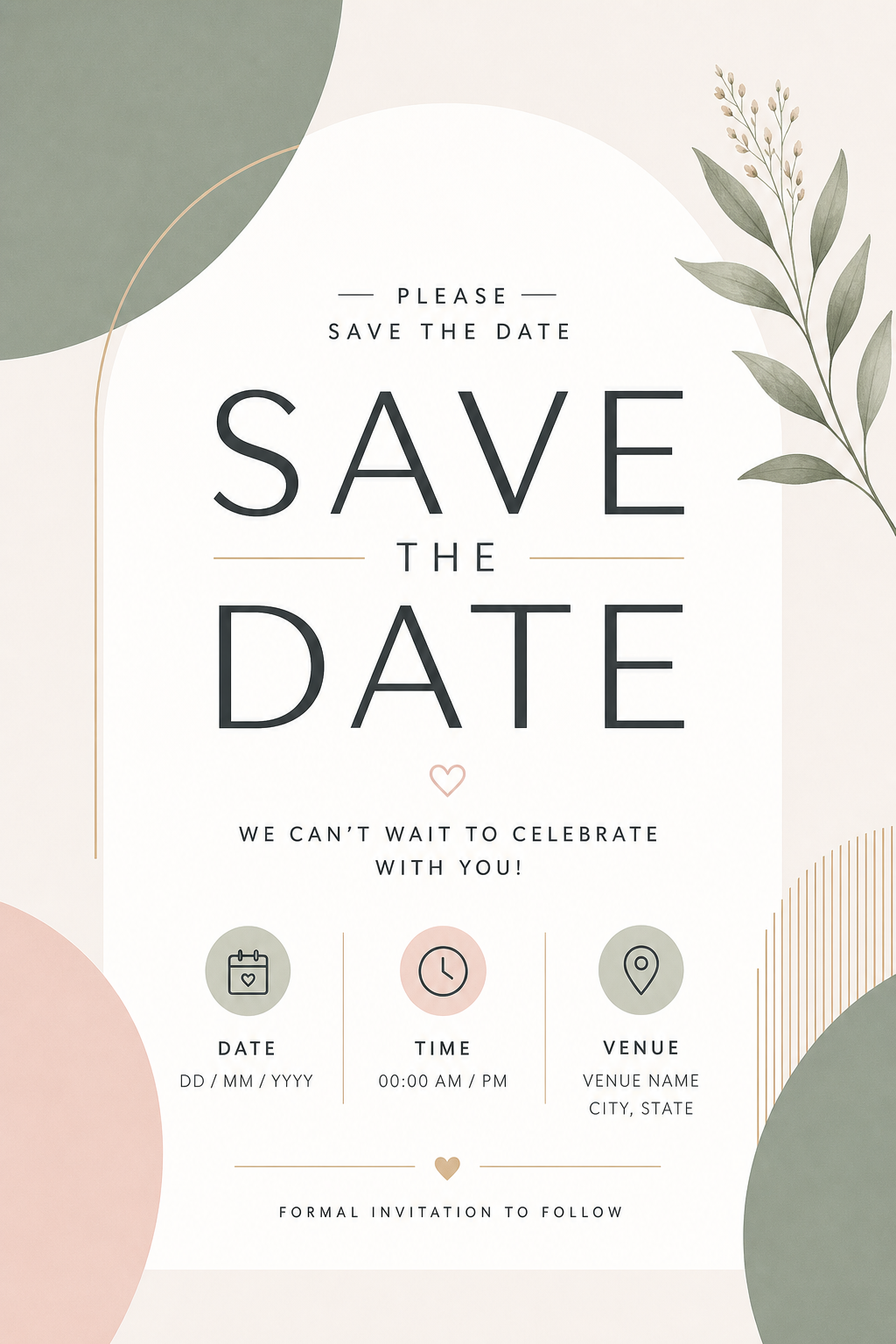 Save The Date Invitation — modern style invitation card