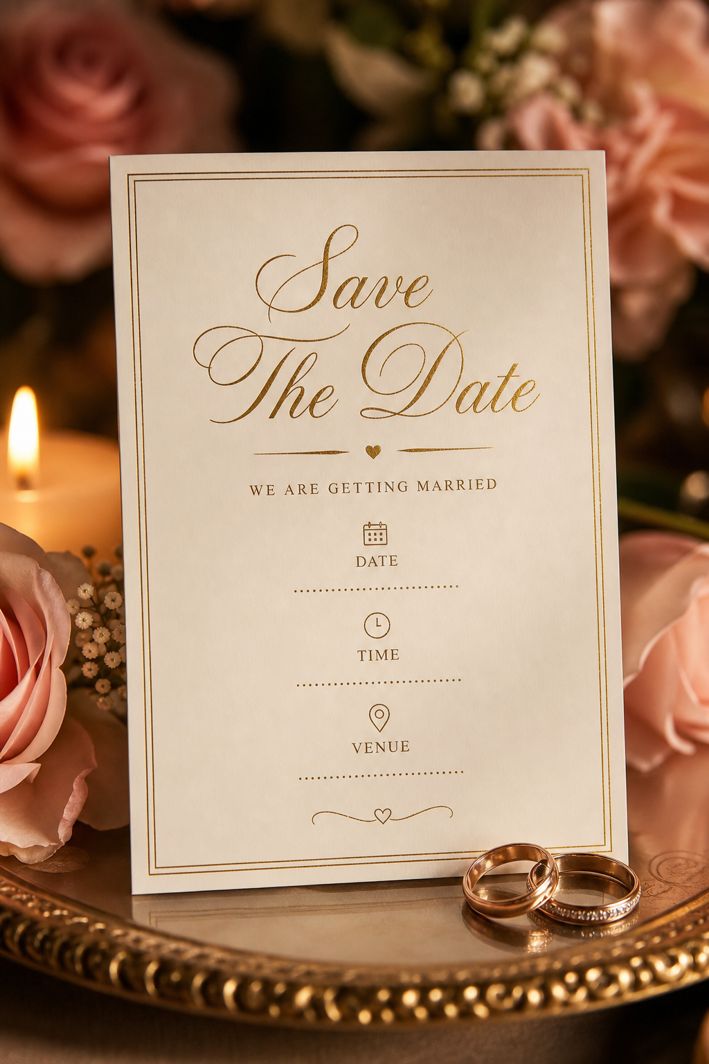 Save The Date Invitation — photo-realistic style invitation card