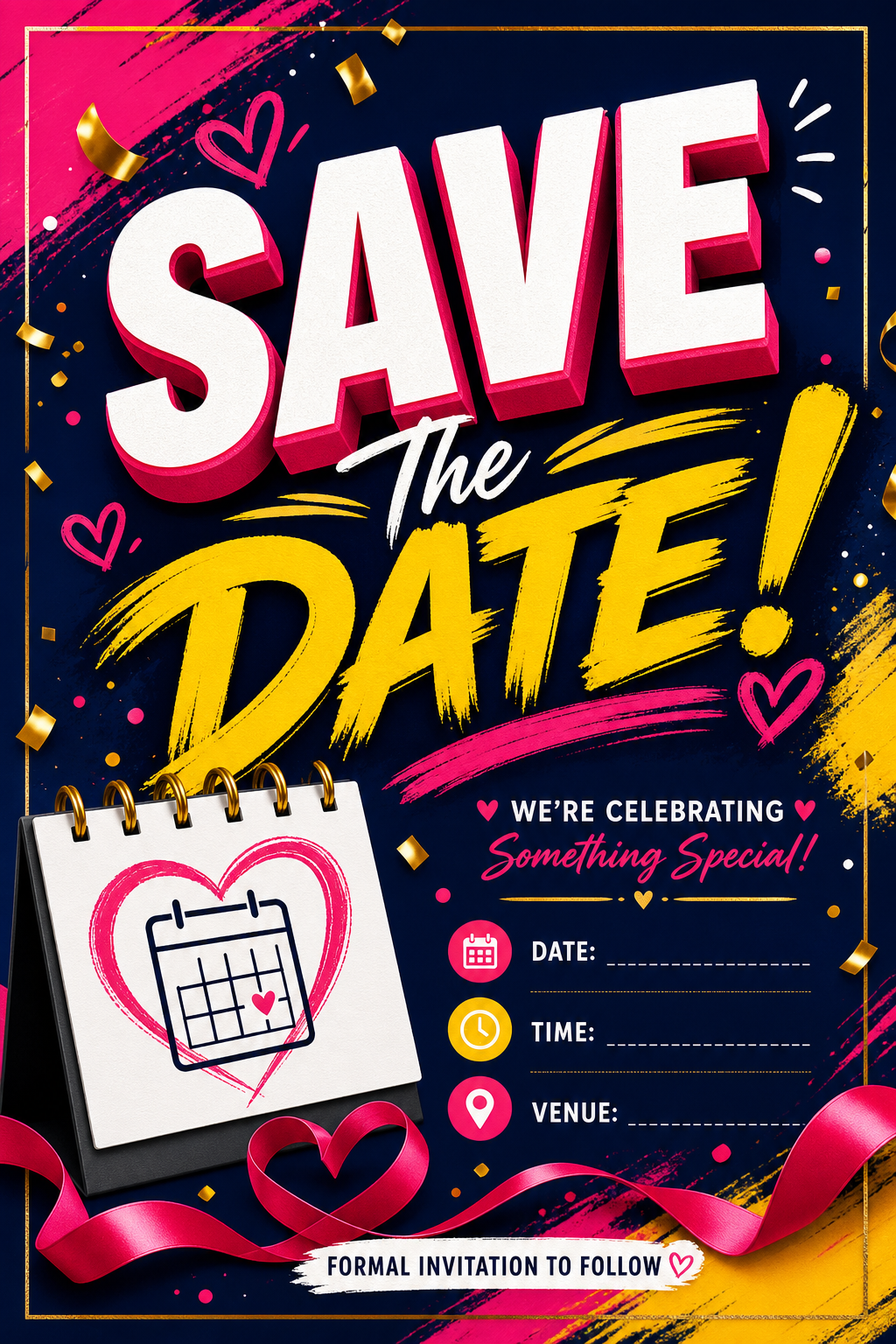 Save The Date Invitation — vibrant style invitation card