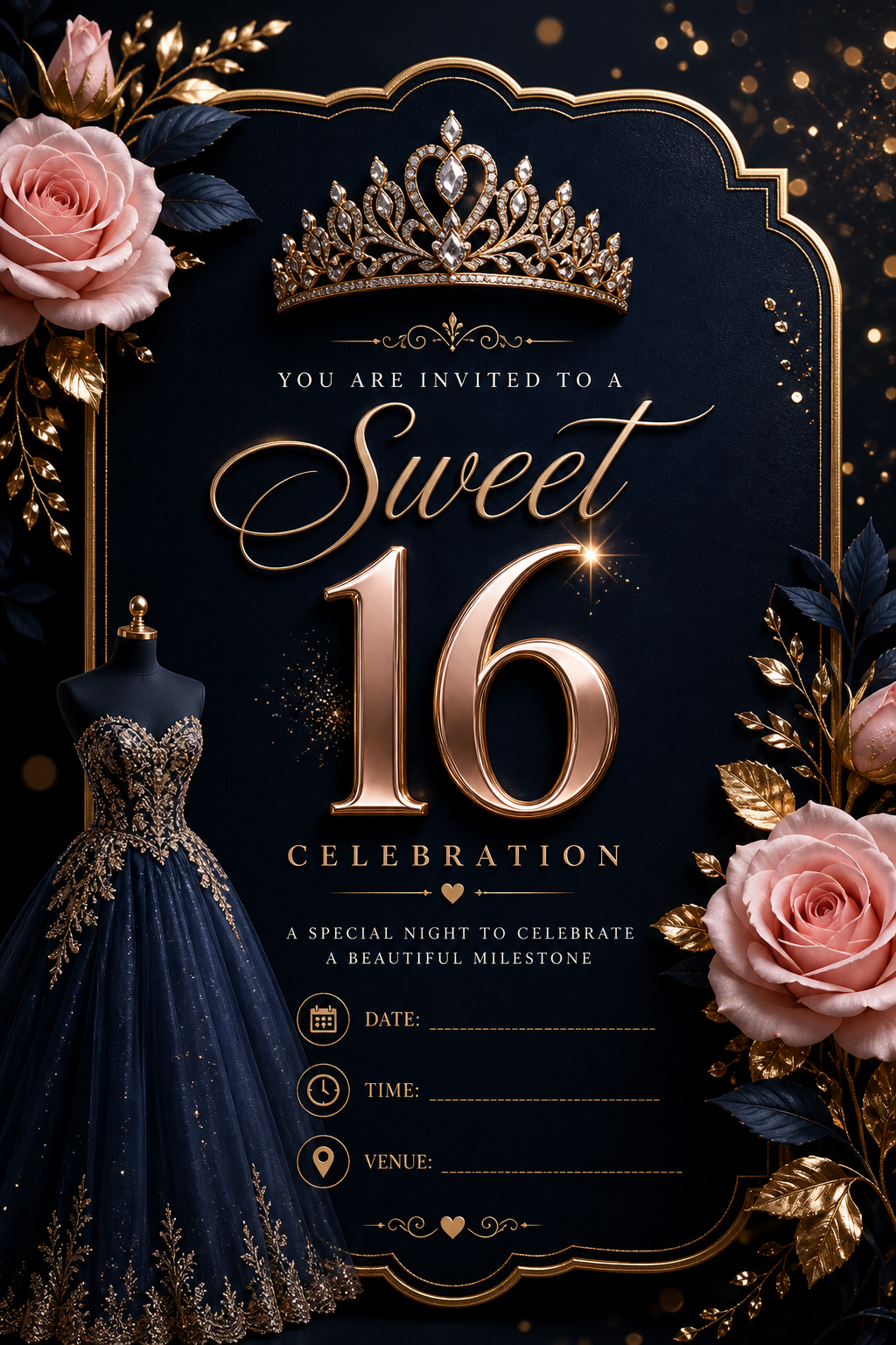 Sweet 16 Invitation — elegant style invitation card