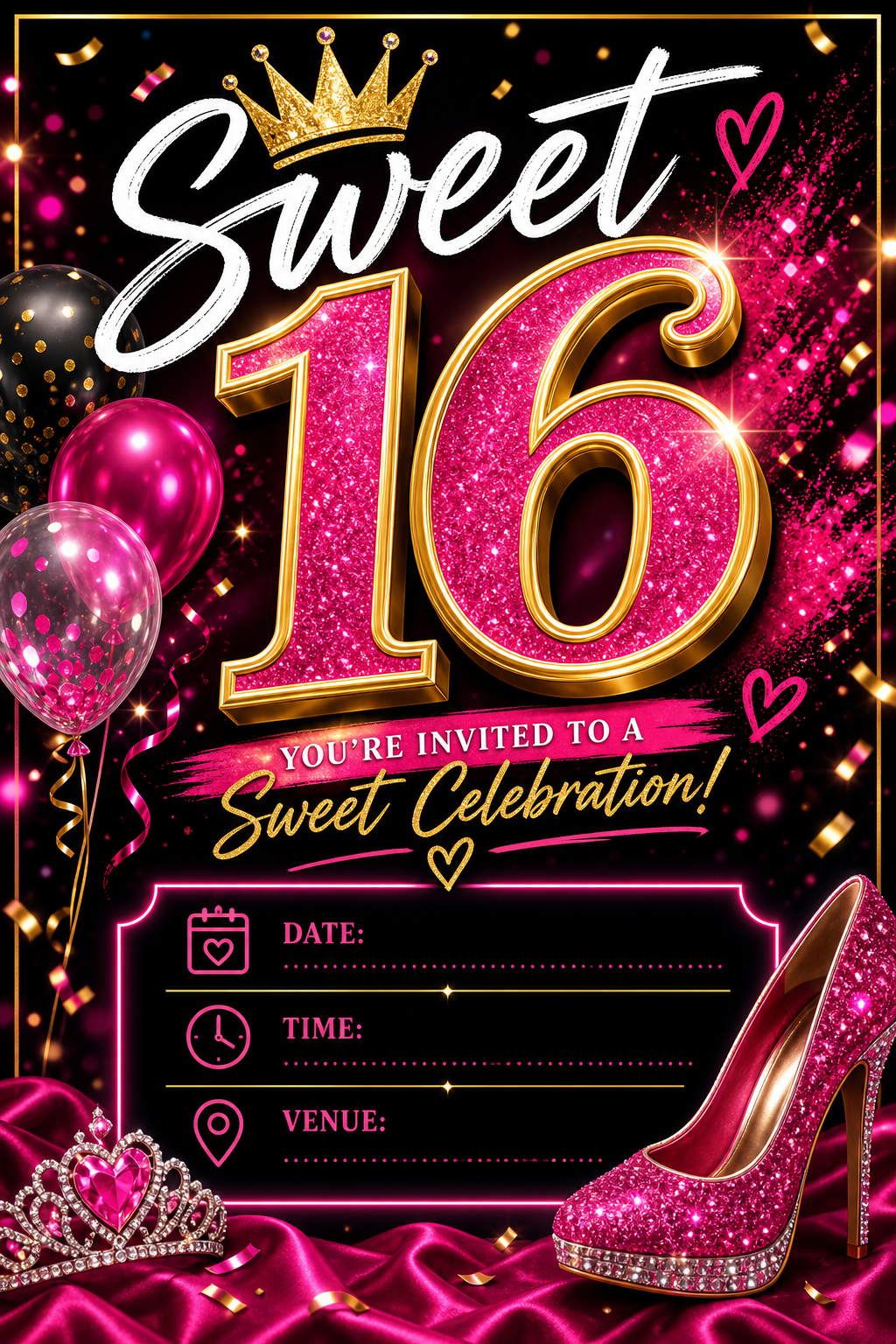 Sweet 16 Invitation — vibrant style invitation card
