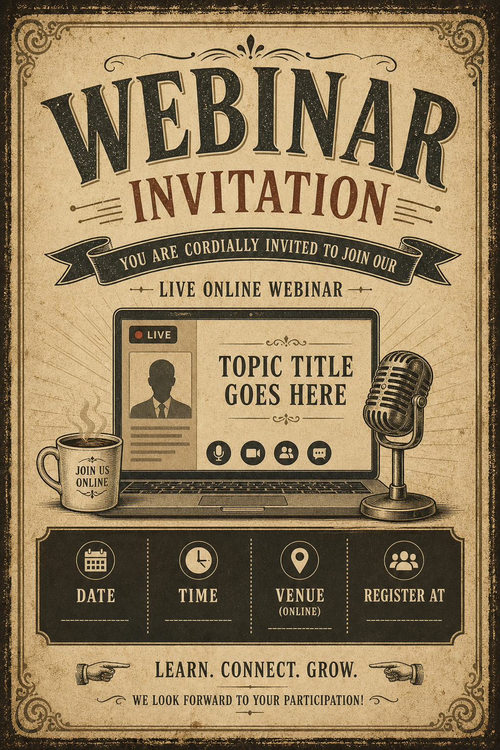 Webinar Invitation — vintage style invitation card
