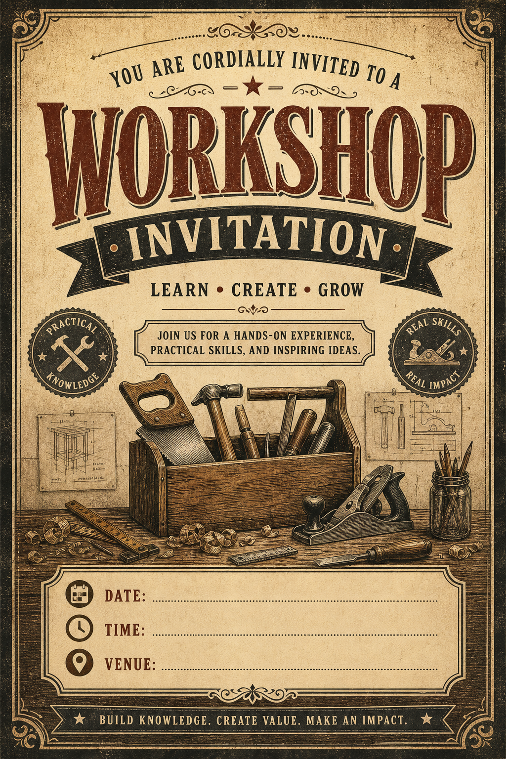 Workshop Invitation — vintage style invitation card