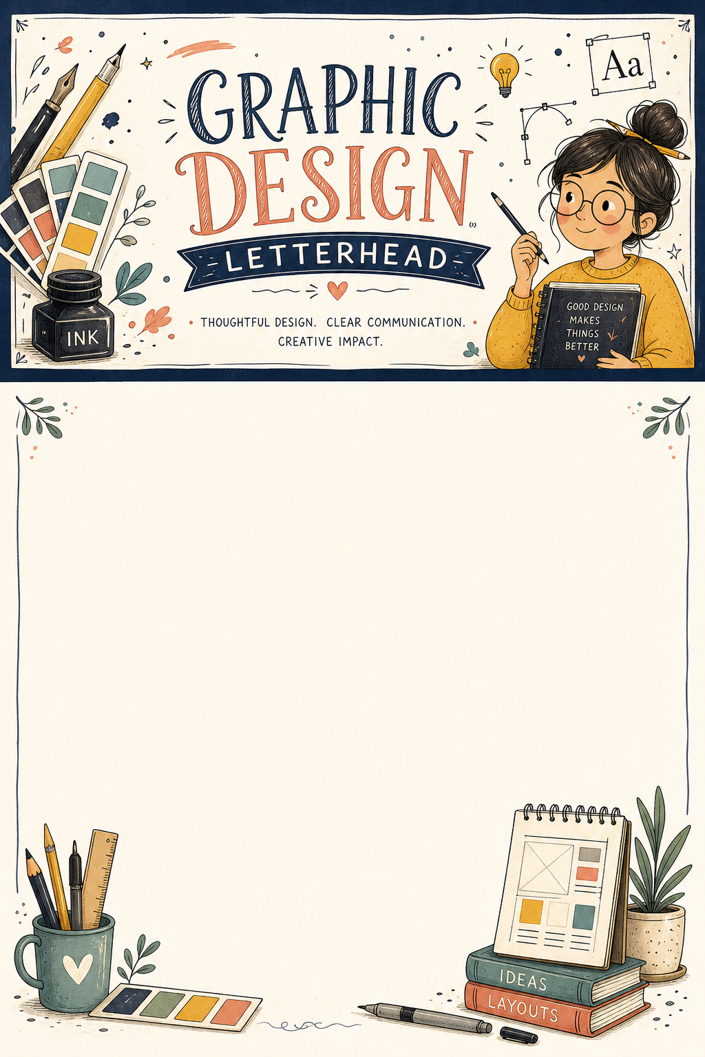 Graphic Design Letterhead — illustration style letterhead