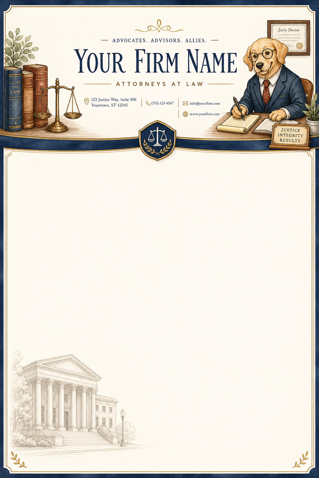 Law Firm Letterhead — illustration style letterhead