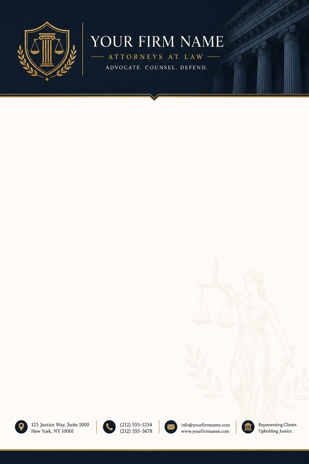 Law Firm Letterhead — elegant style letterhead