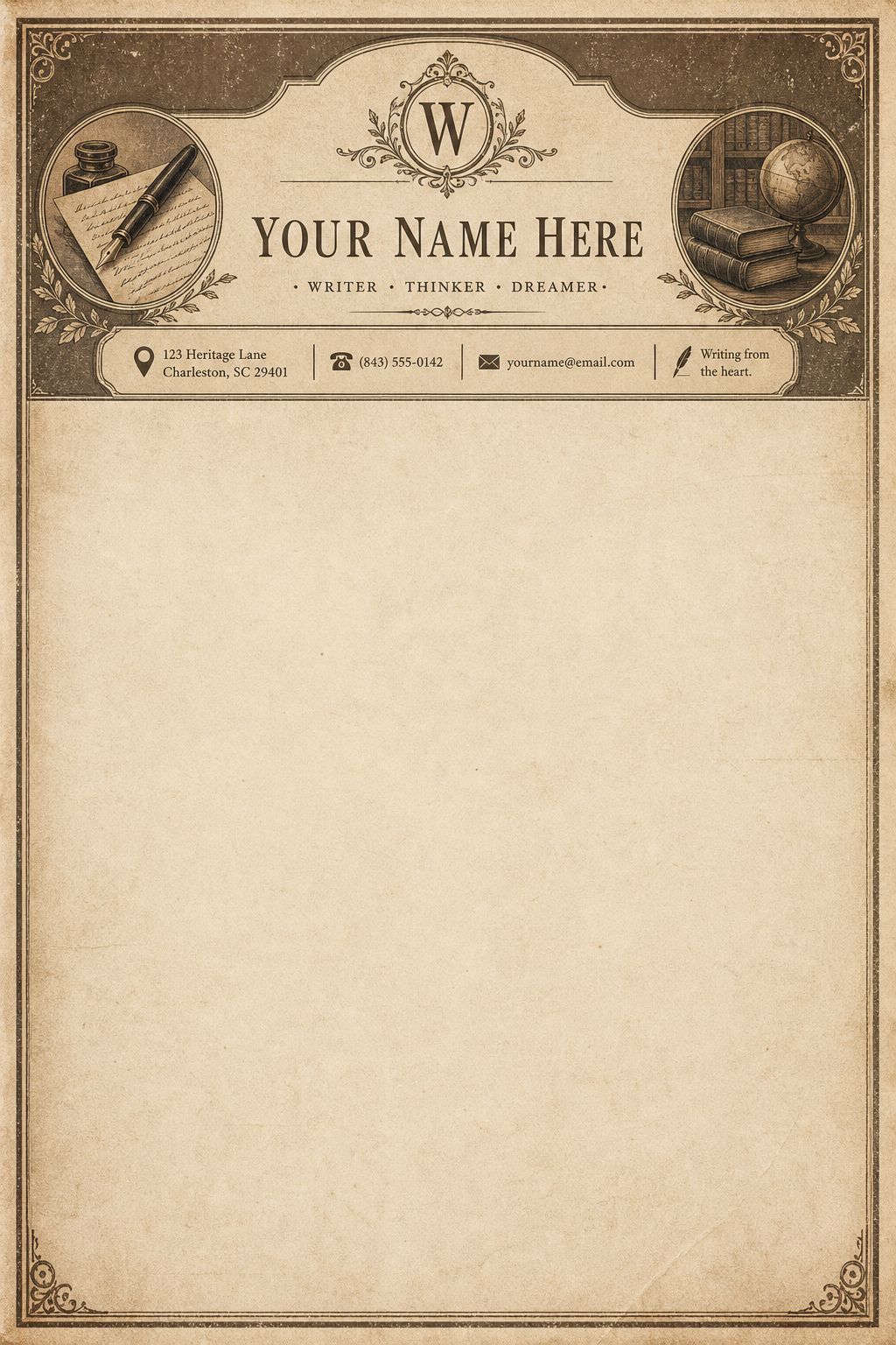 Personal Letterhead — vintage style letterhead
