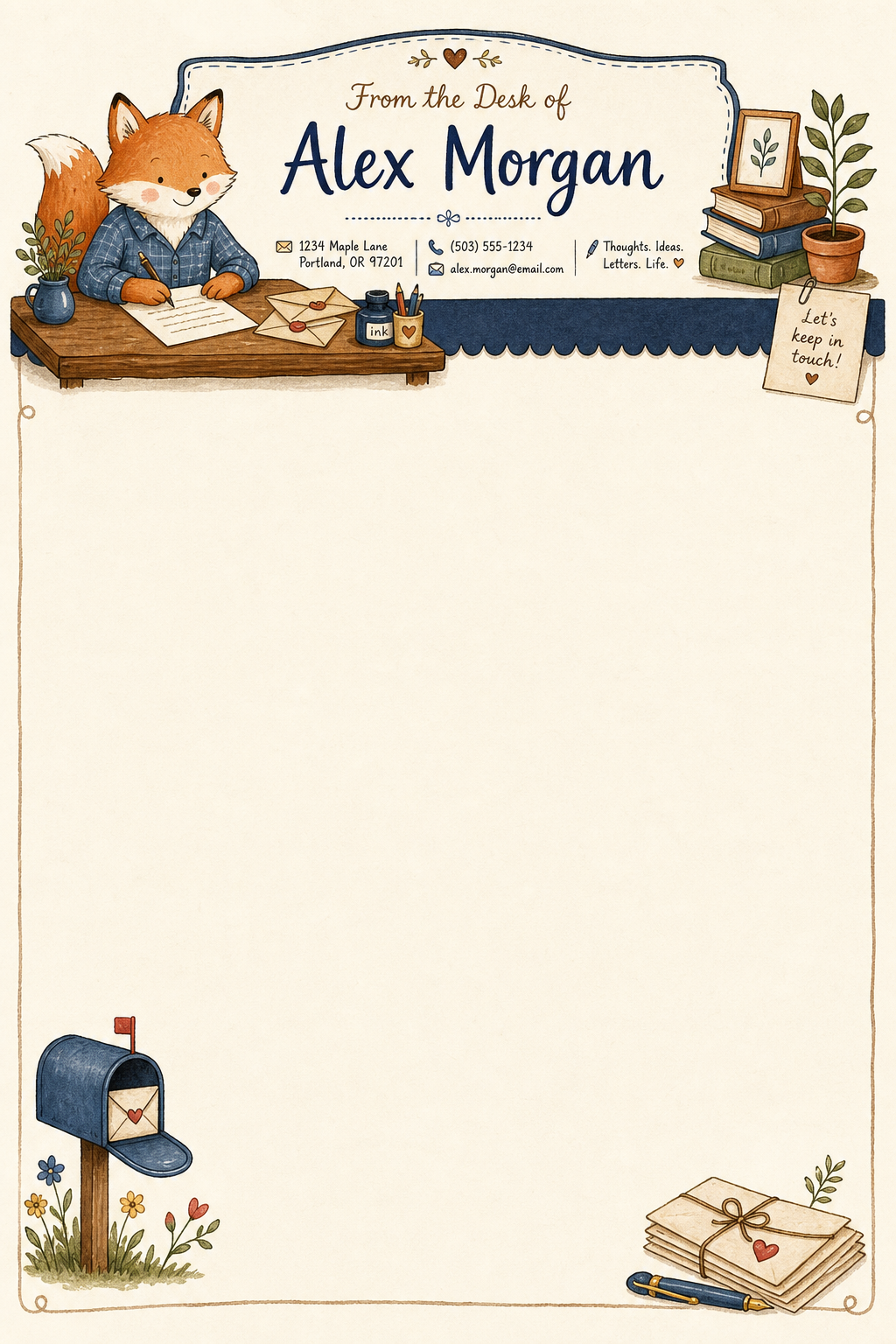 Personal Letterhead — illustration style letterhead