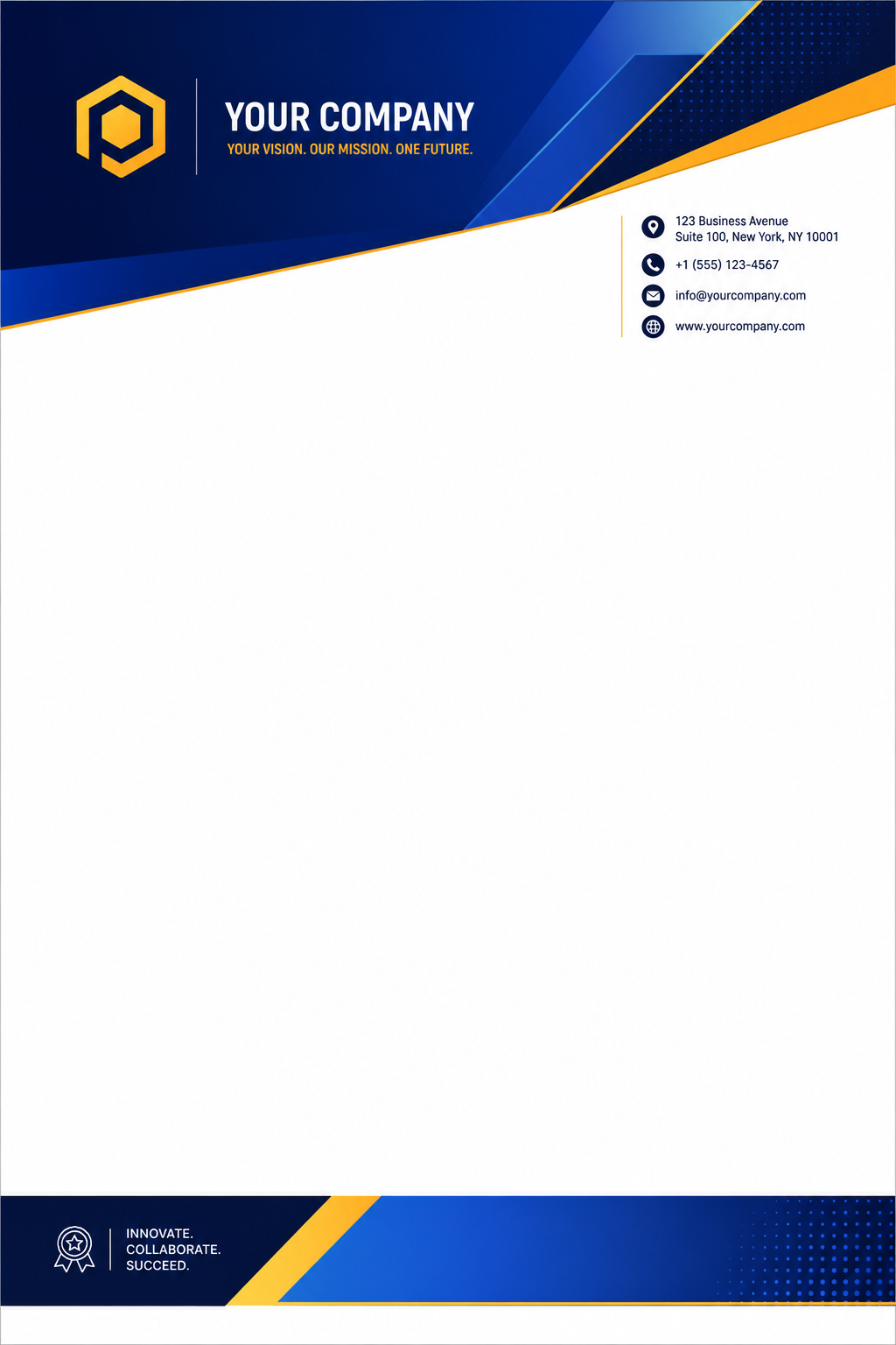 Professional Letterhead — vibrant style letterhead, featuring corporate gradient, clean grid layout, professional palette