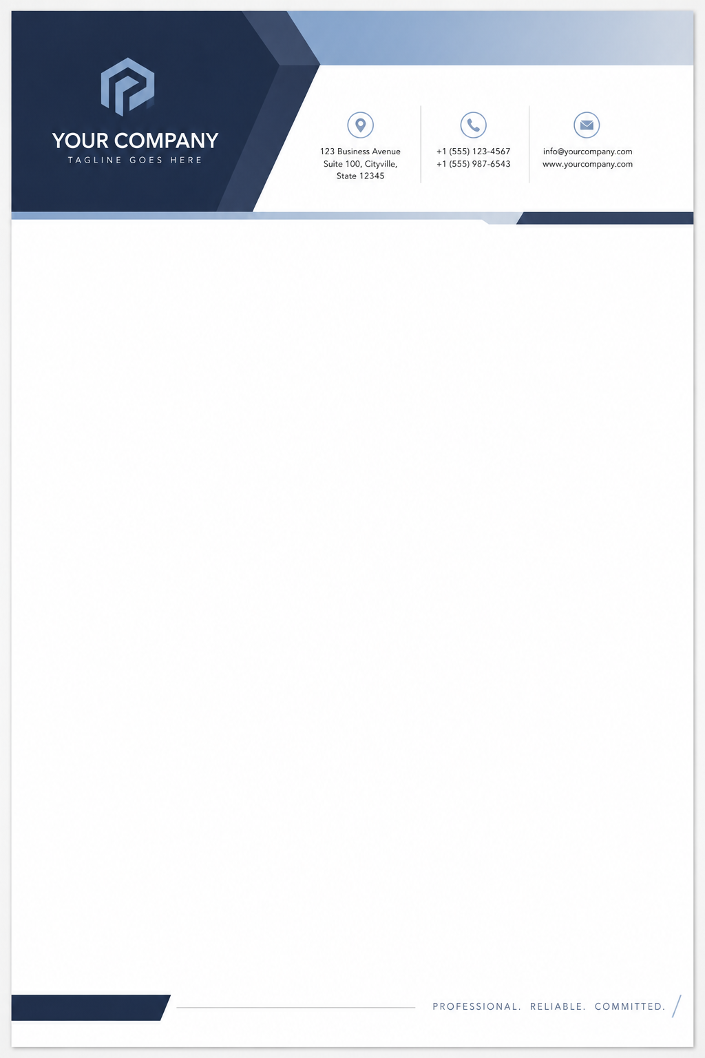 Professional Letterhead — modern style letterhead, featuring corporate gradient, clean grid layout, professional palette