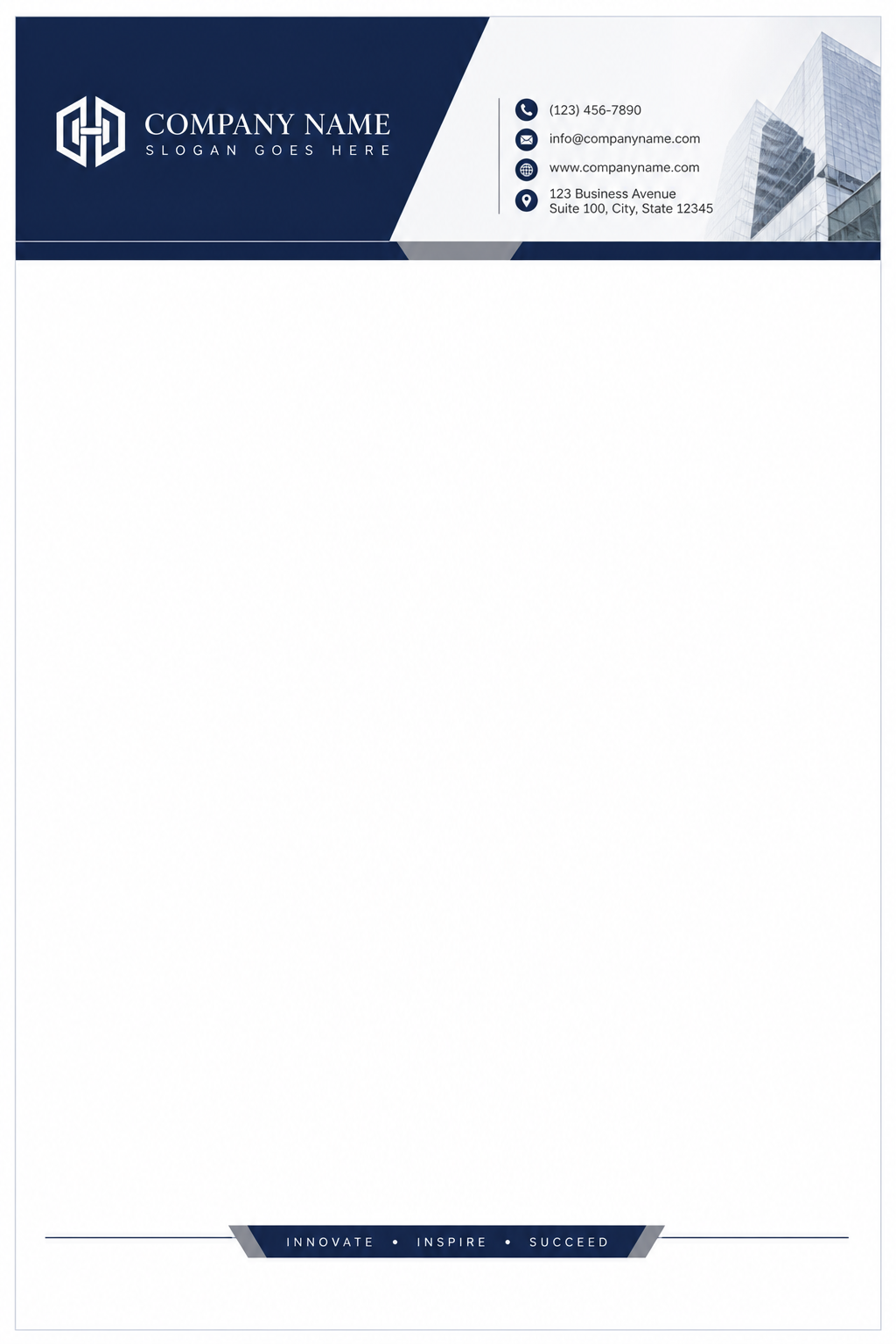 Professional Letterhead — corporate style letterhead, featuring corporate gradient, clean grid layout, professional palette