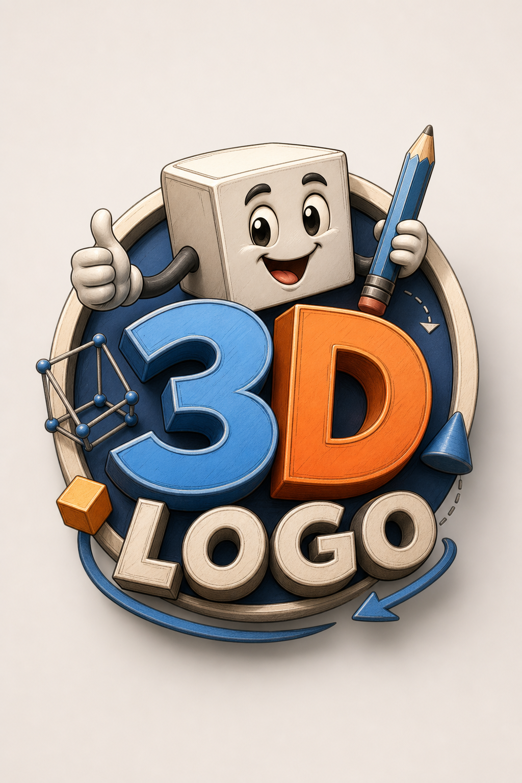 3D Logo — illustration style logo concept