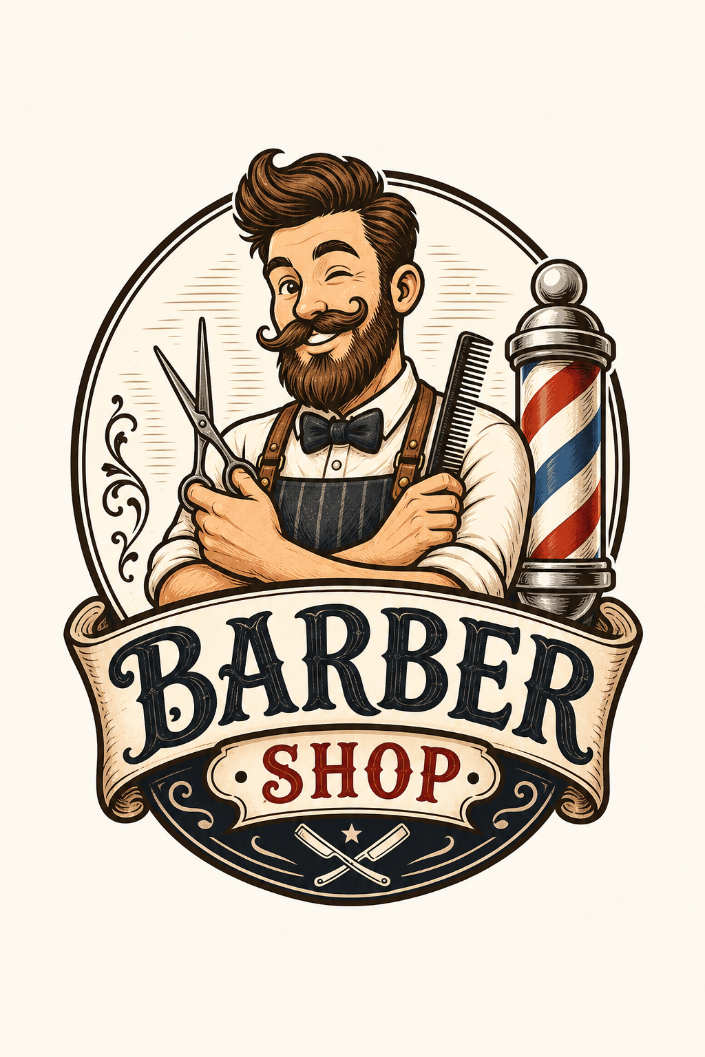Barber Shop Logo — illustration style logo concept