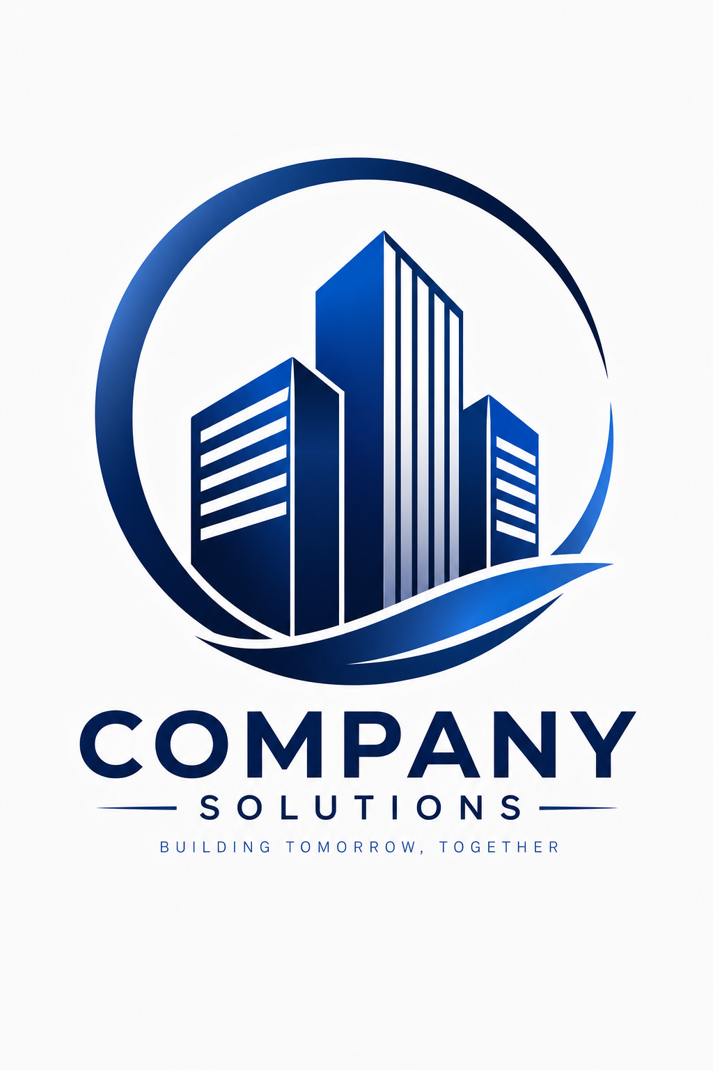 Company Logo — vibrant style logo concept, featuring corporate office, abstract gradient, navy and white palette