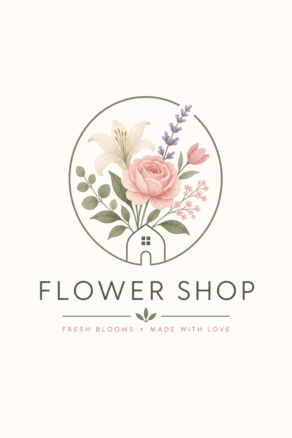 Flower Shop Logo — modern style logo concept, featuring botanical floral imagery, garden palette, organic curves
