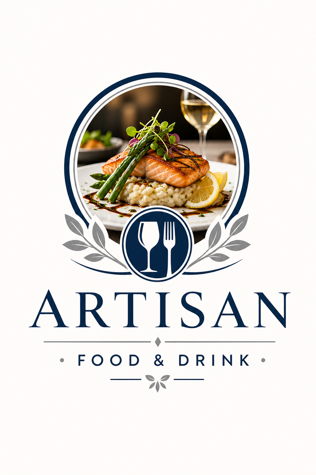 Food &amp; Drink Logo — corporate style logo concept, featuring gourmet dish photography, fresh ingredients, warm appetizing tones