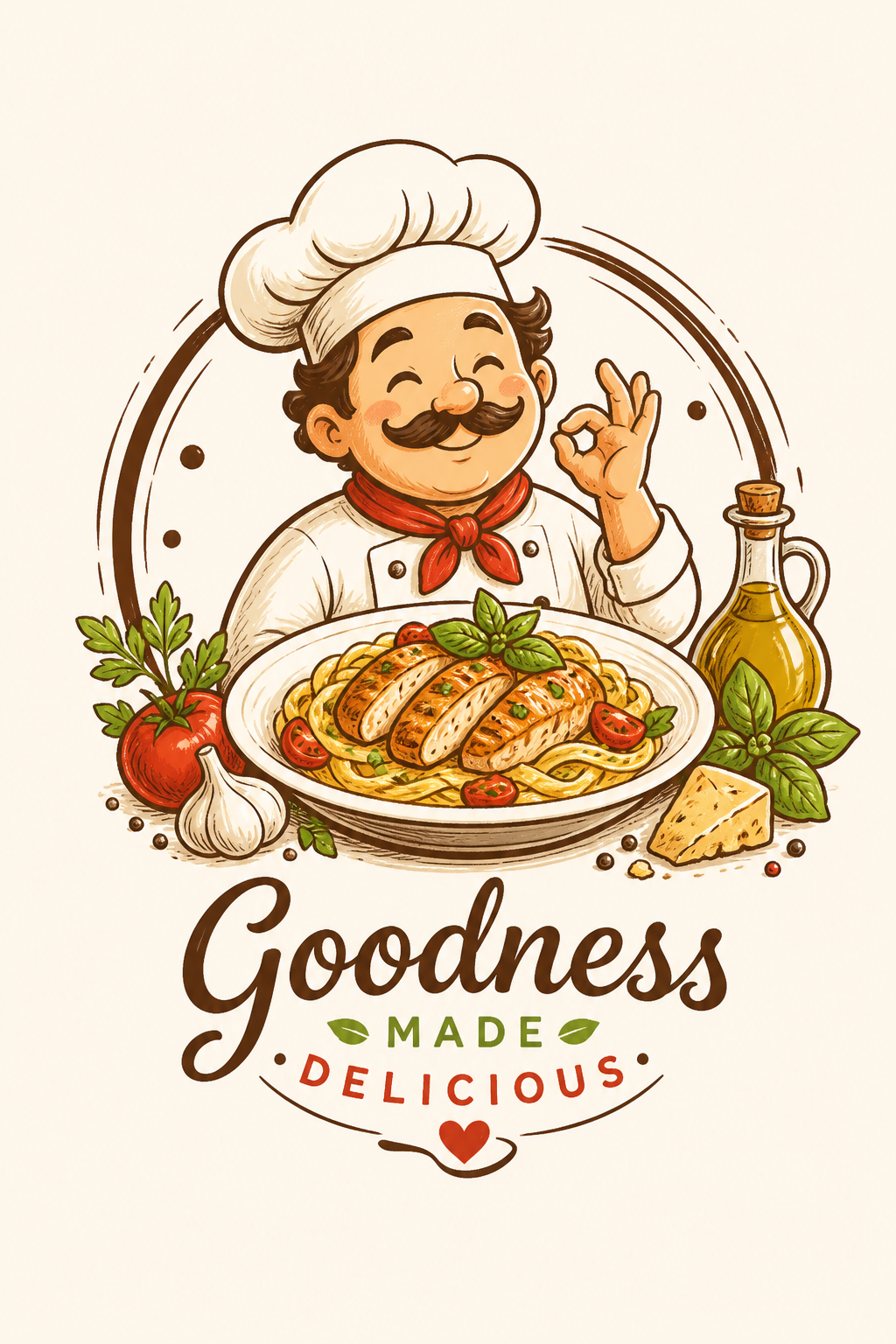 Food Logo — illustration style logo concept, featuring gourmet dish photography, fresh ingredients, warm appetizing tones