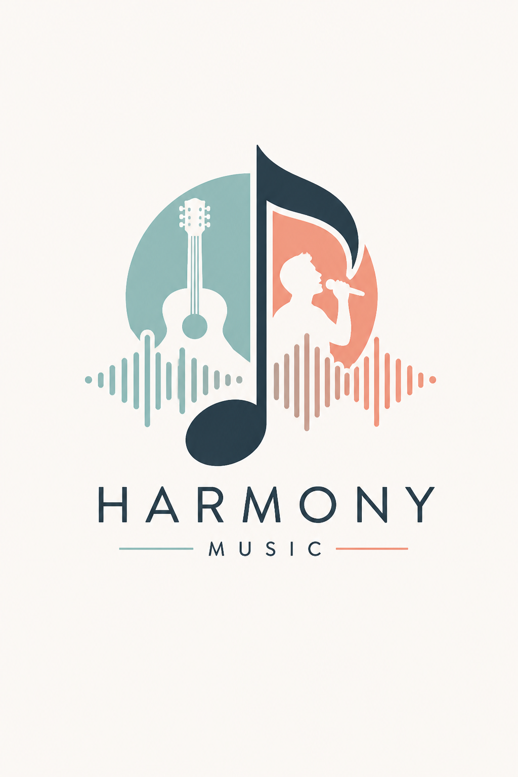 Music Logo — modern style logo concept, featuring musical notes, instruments, sound waves, performance imagery