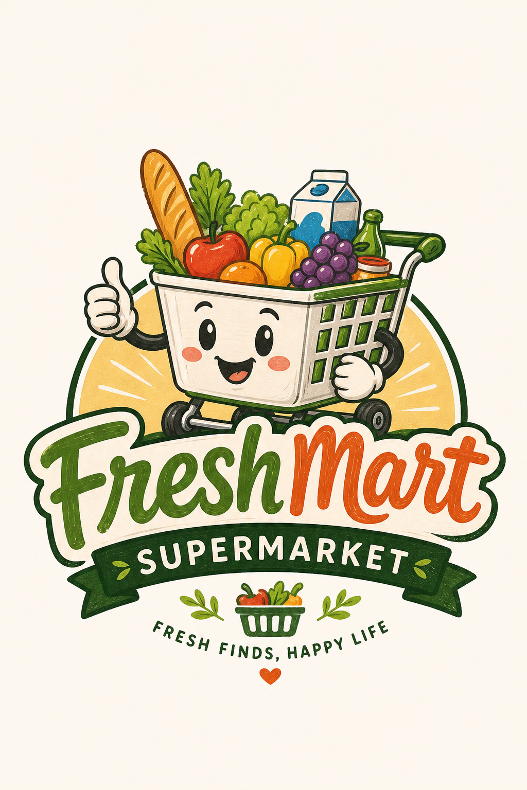 Supermarket Logo — illustration style logo concept