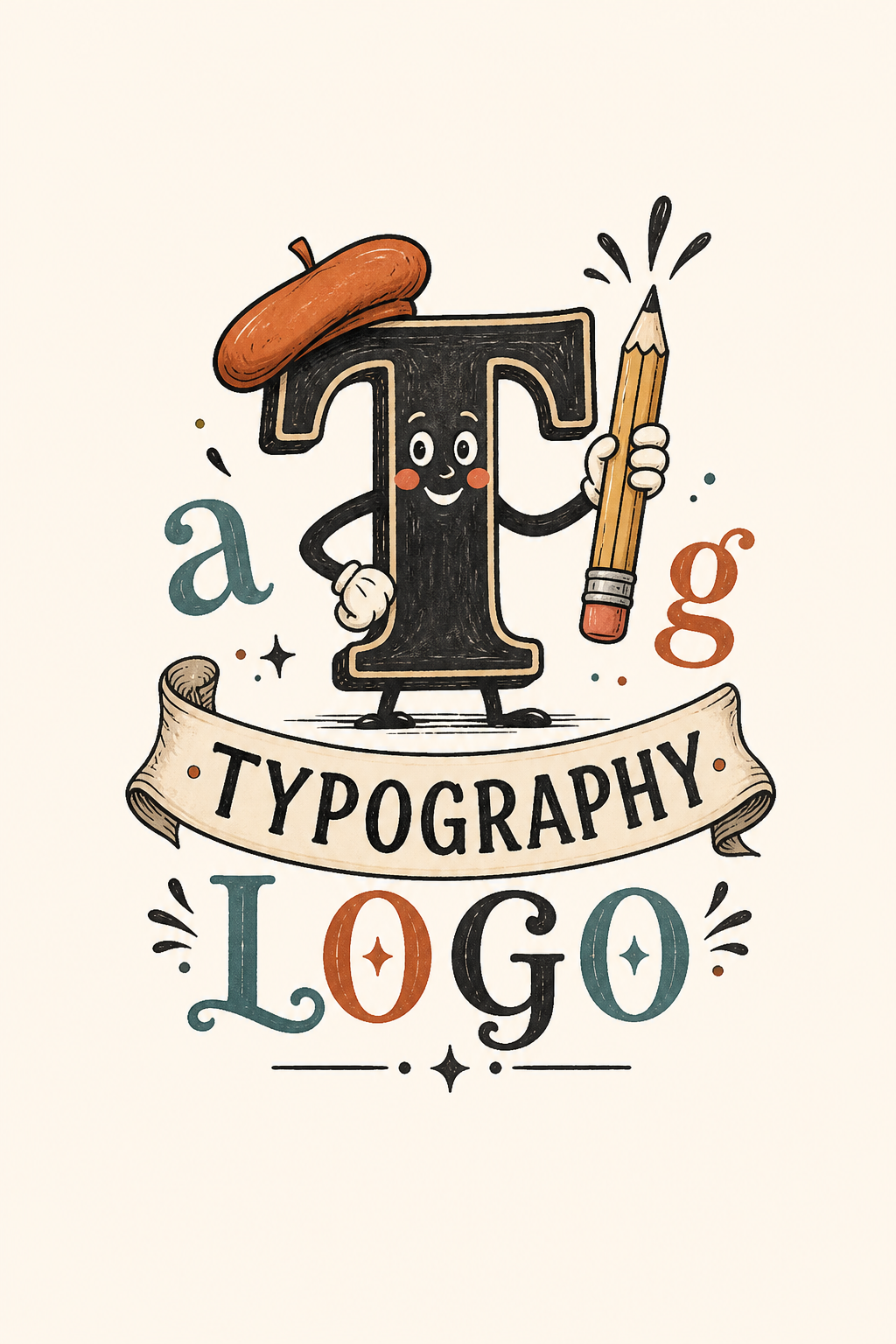 Typography Logo — illustration style logo concept