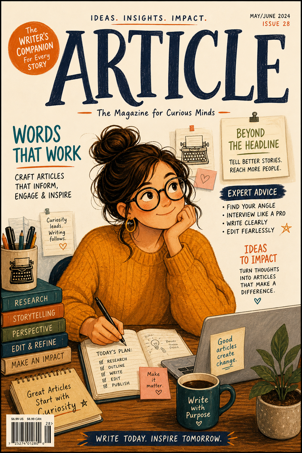 Article Magazine Cover — illustration style magazine cover