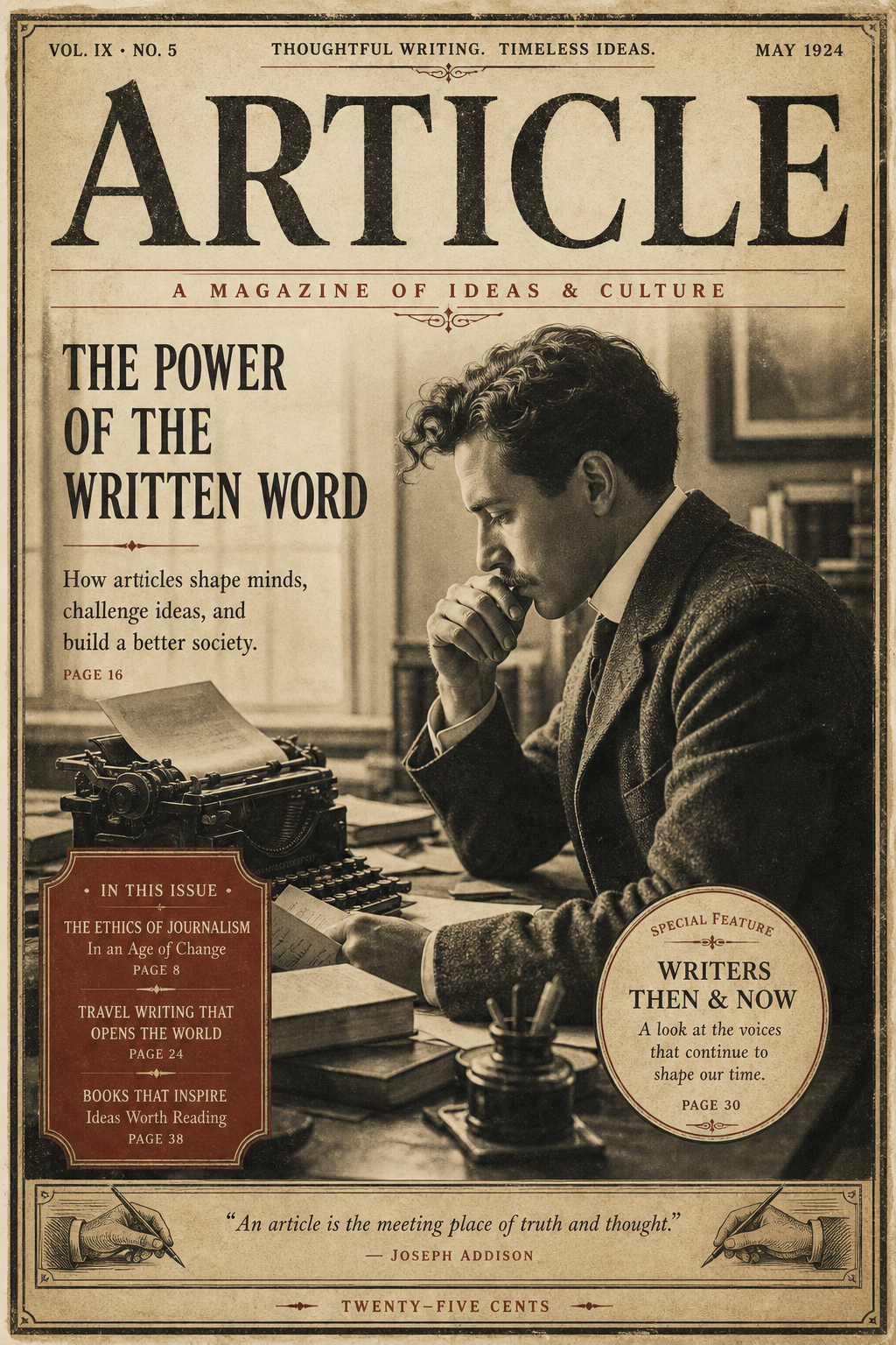 Article Magazine Cover — vintage style magazine cover