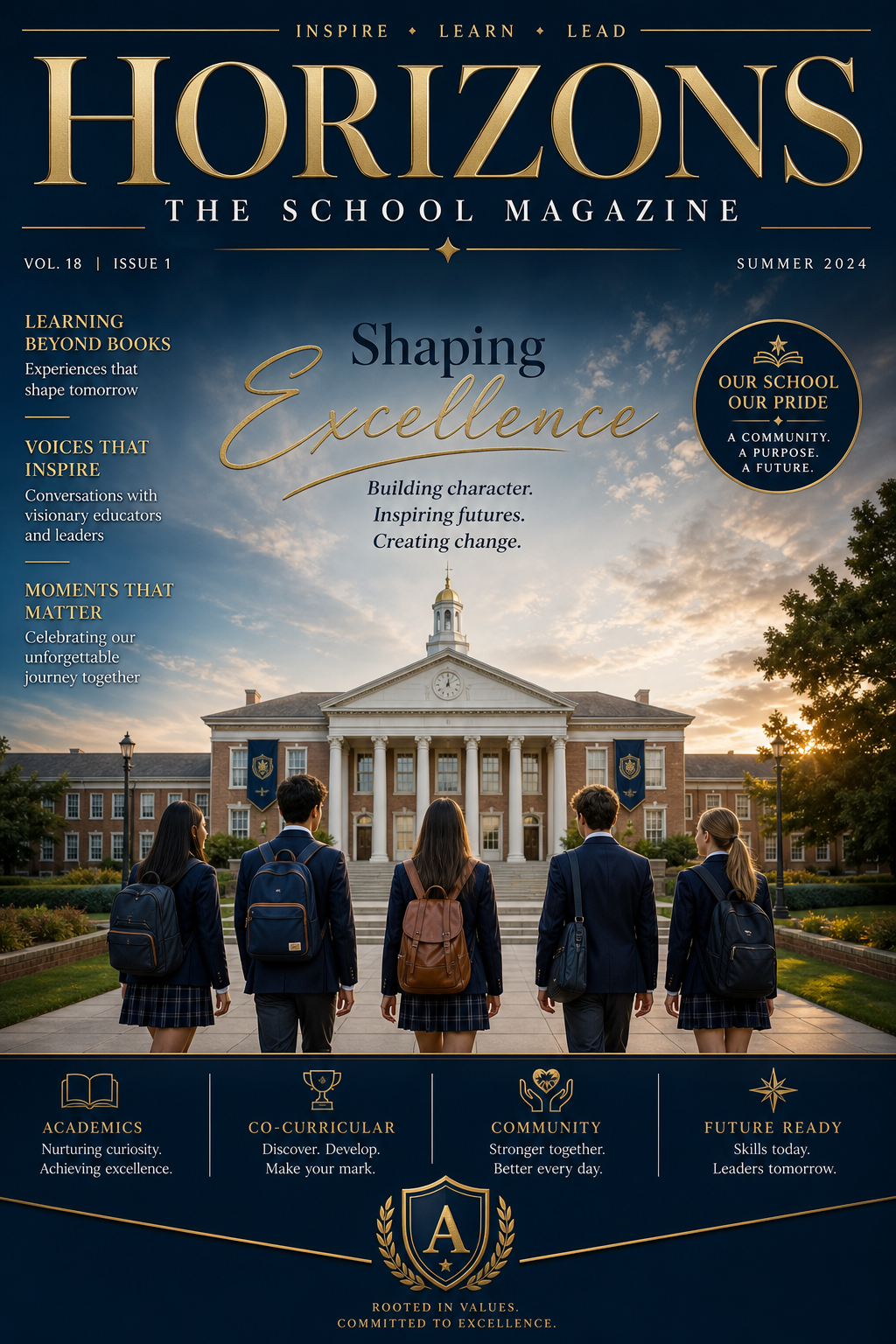 School Magazine Cover — elegant style magazine cover