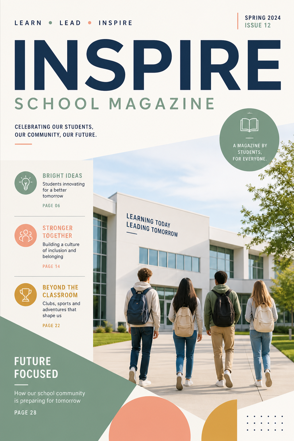 School Magazine Cover — modern style magazine cover