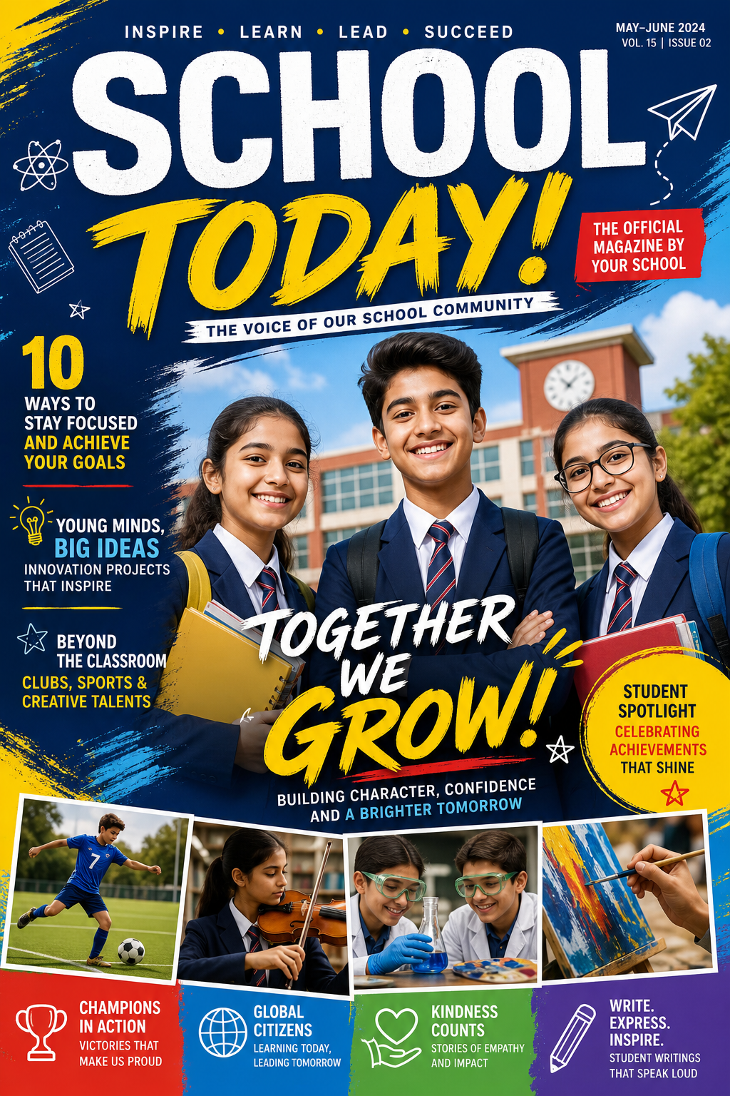 School Magazine Cover — vibrant style magazine cover