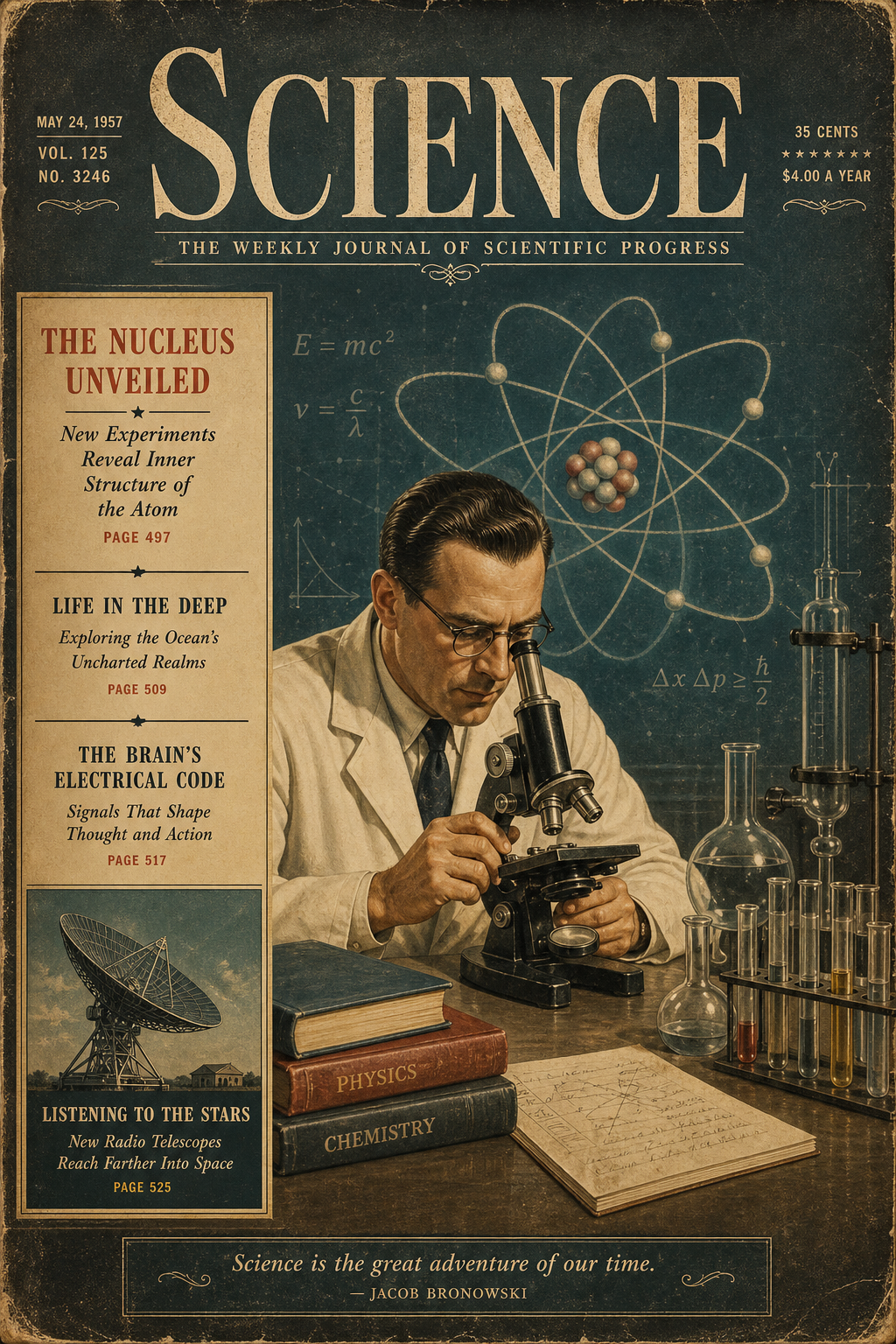 Science Magazine Cover — vintage style magazine cover