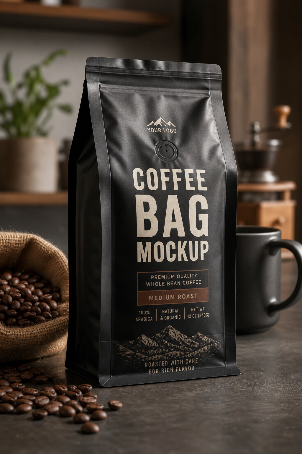 Coffee Bag Mockup — photo-realistic style product mockup