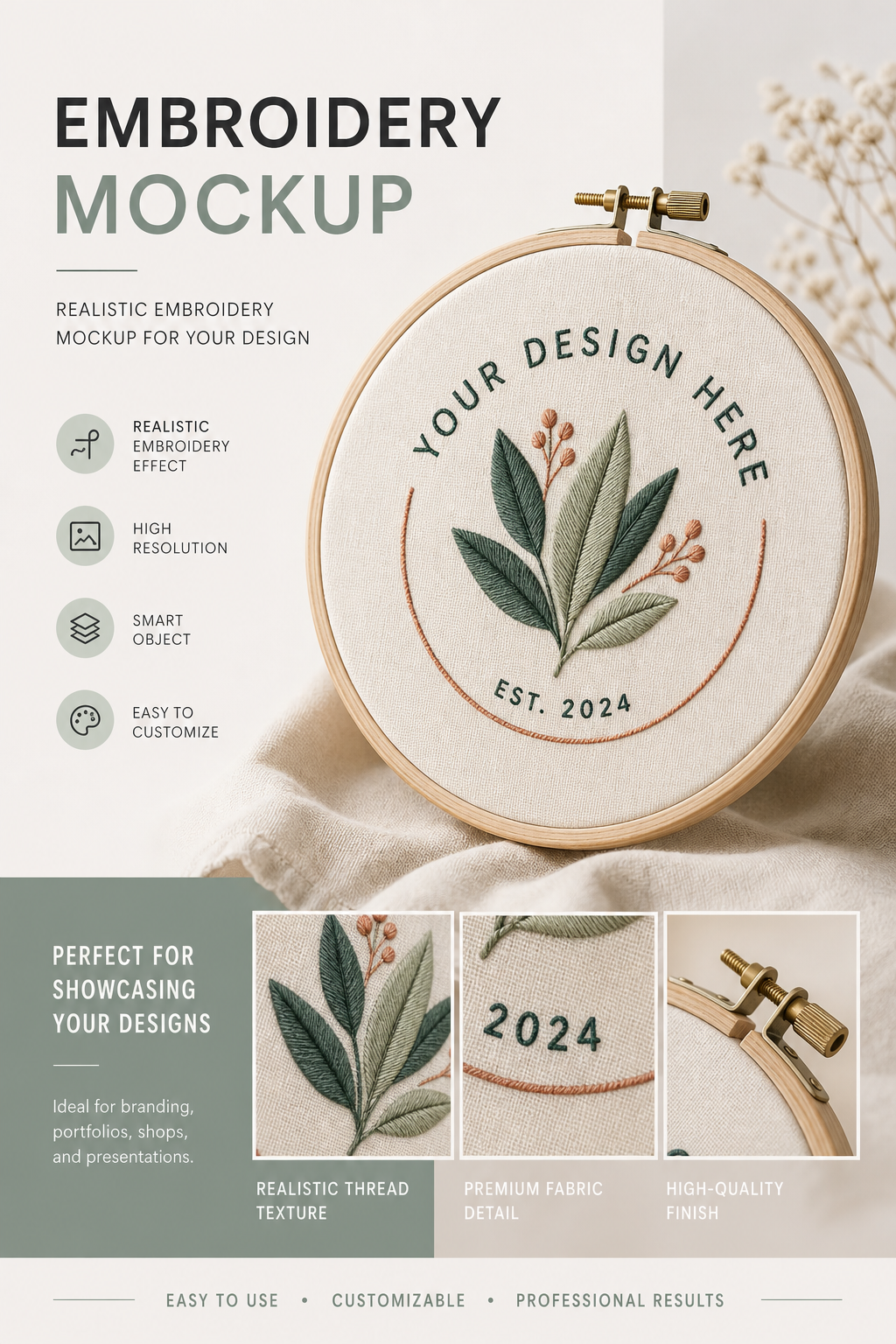 Embroidery Mockup — modern style product mockup