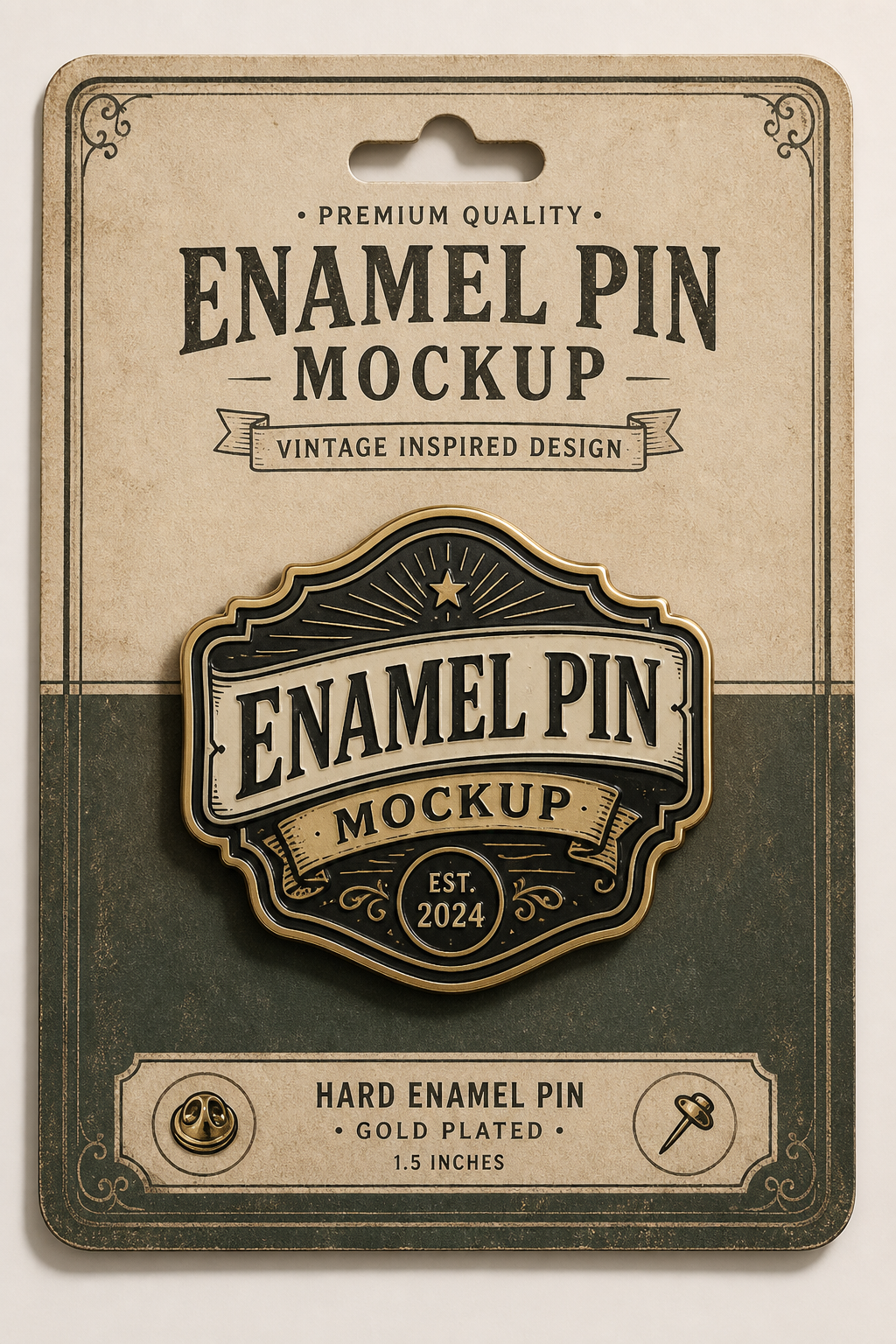 Enamel Pin Mockup — vintage style product mockup